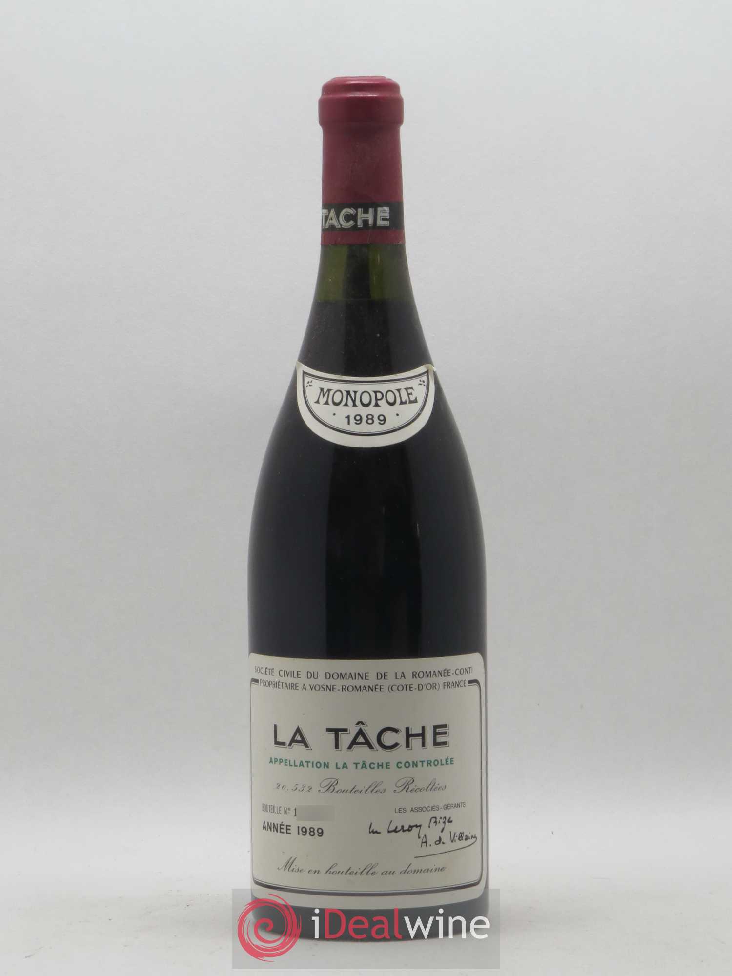 La Tâche Grand Cru Domaine de la Romanée-Conti 1989 - Lot de 1 bouteille - 0
