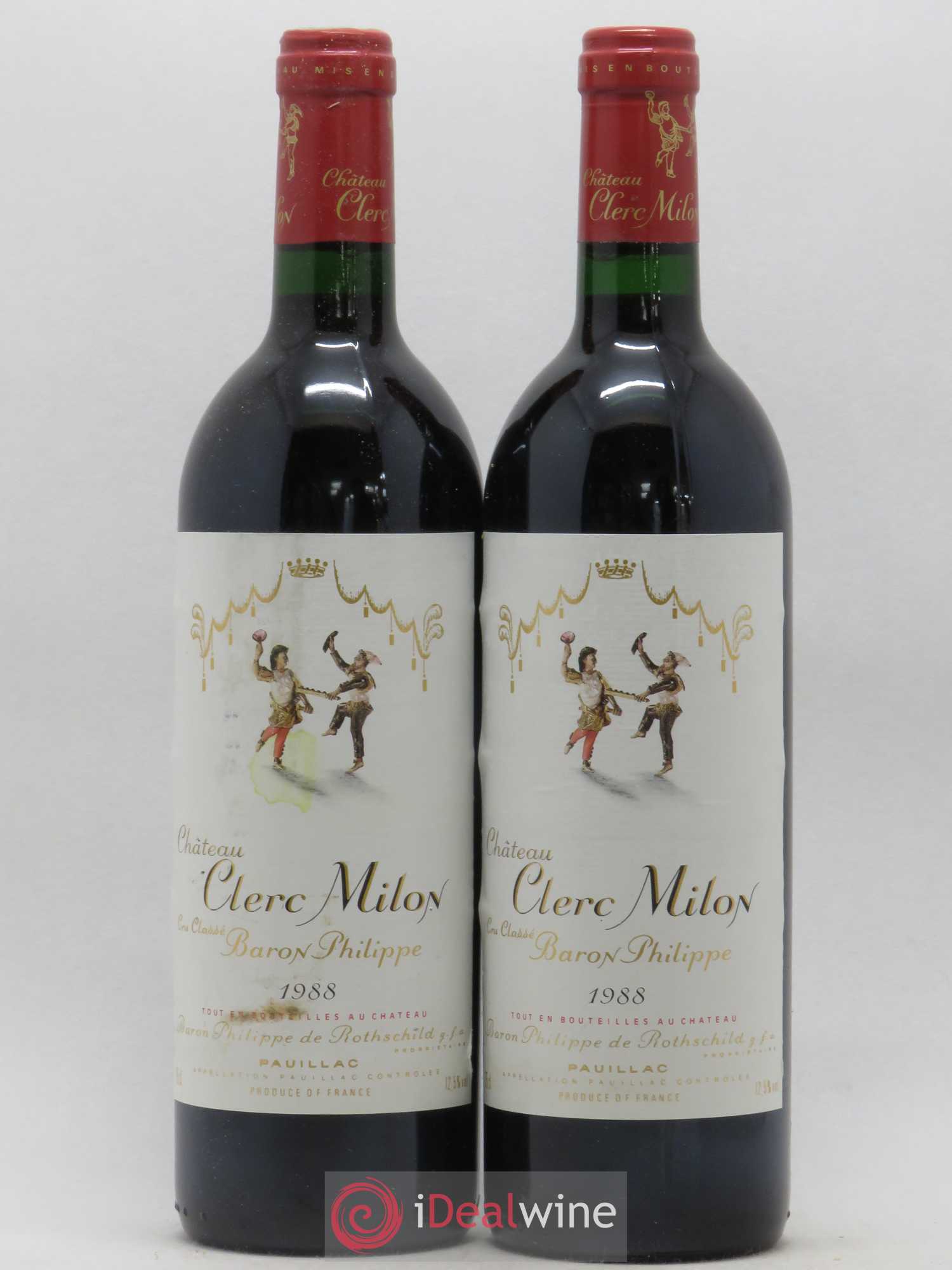 Château Clerc Milon 5ème Grand Cru Classé 1988 - Lot de 2 bouteilles - 0