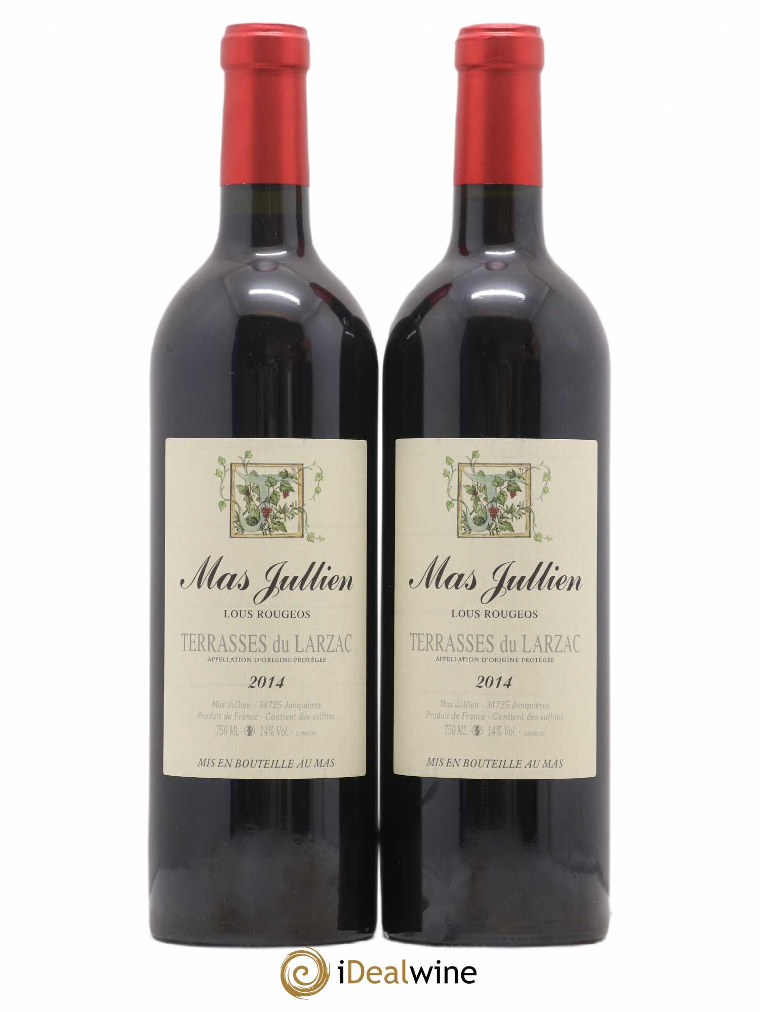 Terrasses du Larzac Mas Jullien Lous Rougeos Olivier Jullien 2014 - Lot de 2 bouteilles - 0