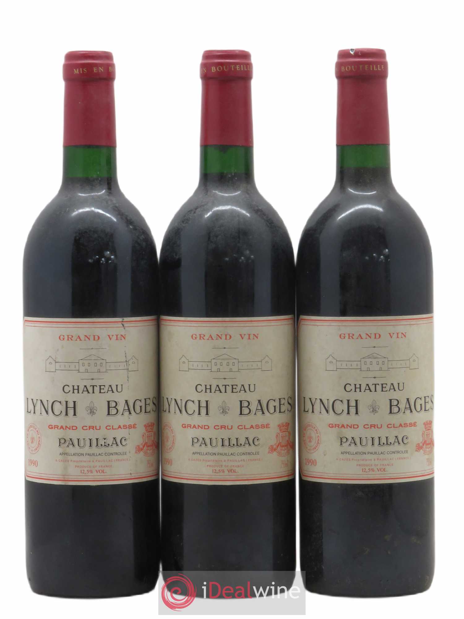 Château Lynch Bages 5ème Grand Cru Classé 1990 - Lot de 3 bouteilles - 0