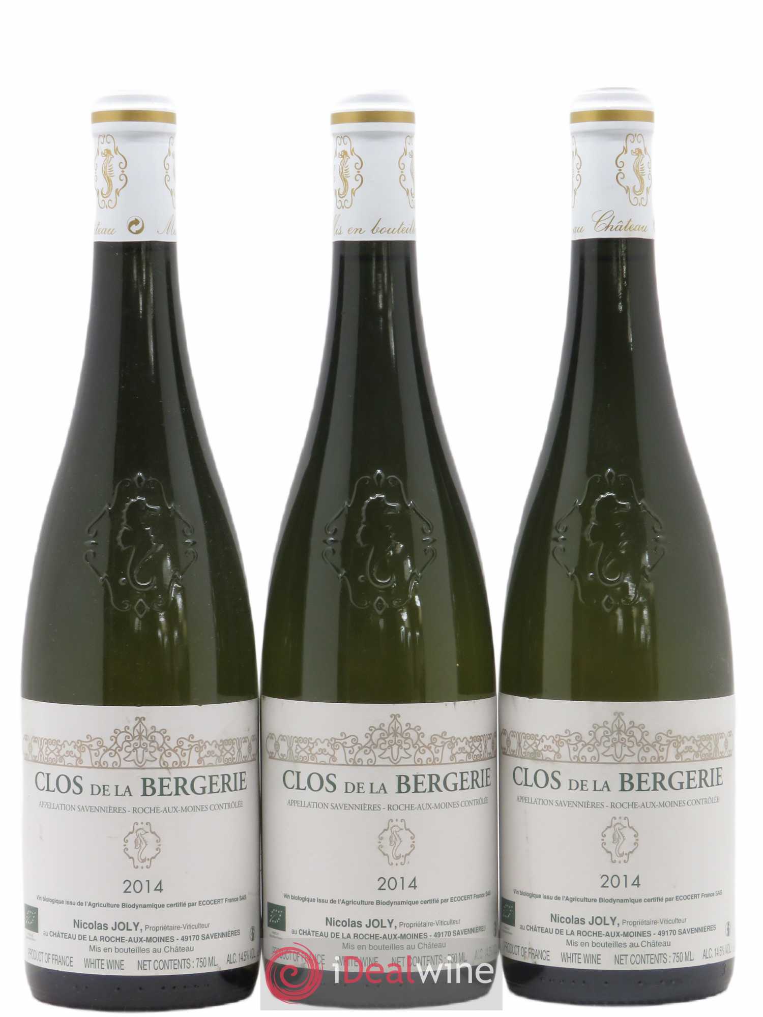 Savennières Roche aux Moines Clos de la Bergerie Vignobles de la Coulée de Serrant - Nicolas Joly (sans prix de réserve) 2014 - Lot de 3 bouteilles - 0