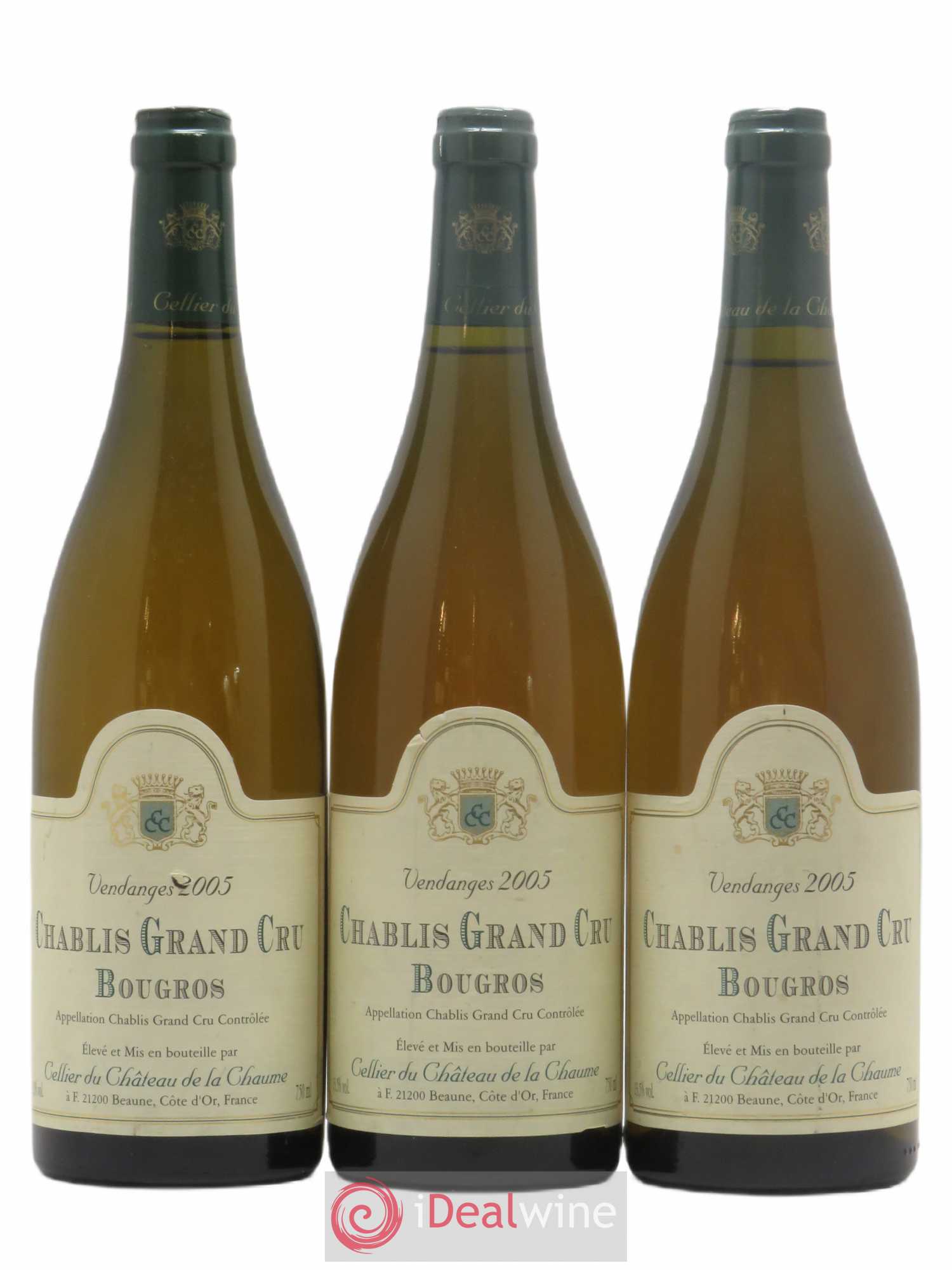 Chablis Grand Cru Bougros Cellier Du Château De La Chaume (sans prix de réserve) 2005 - Posten von 3 Flaschen - 0