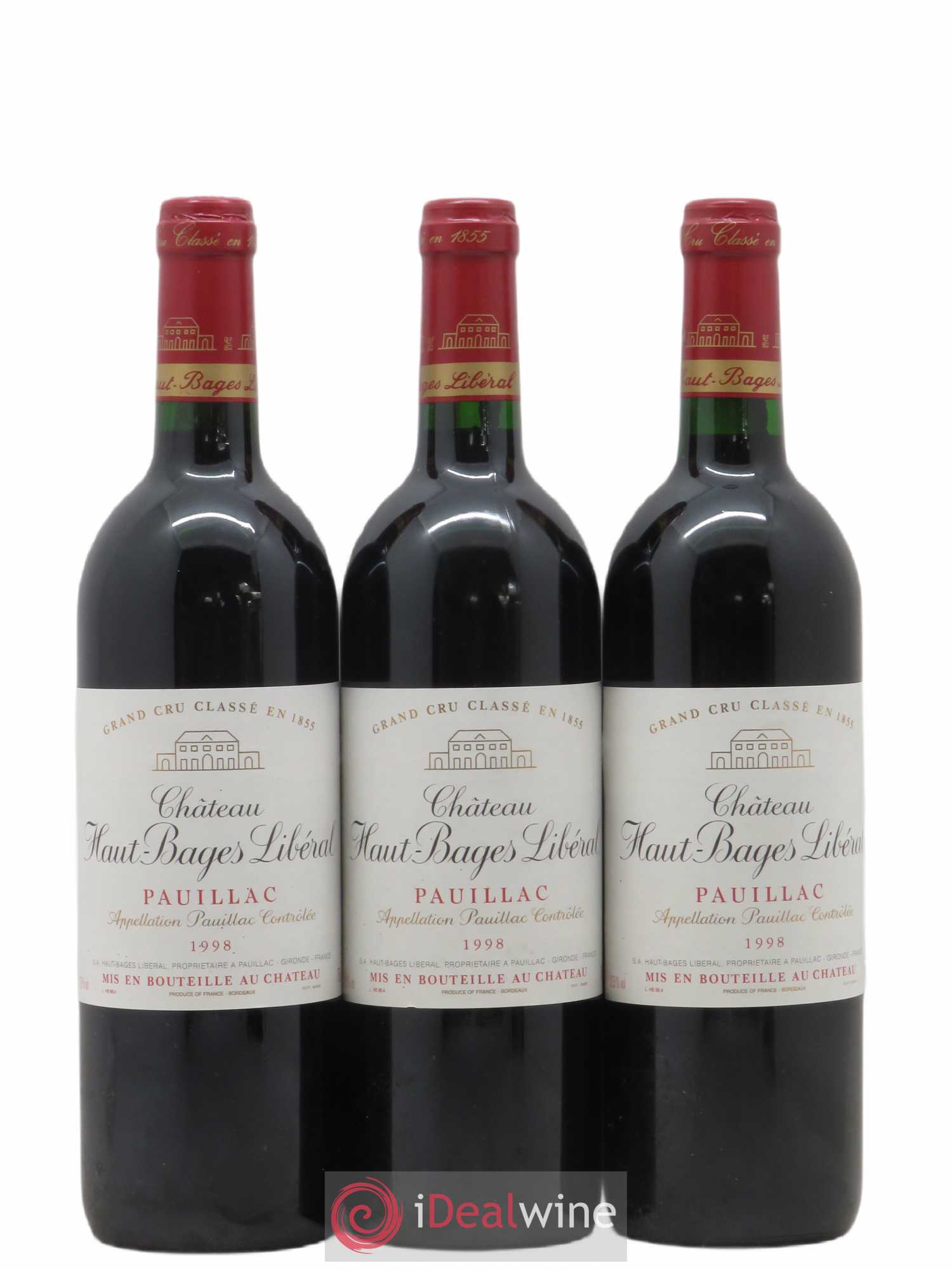 Château Haut Bages Libéral 5ème Grand Cru Classé (sans prix de réserve) 1998 - Lot de 3 bouteilles - 0