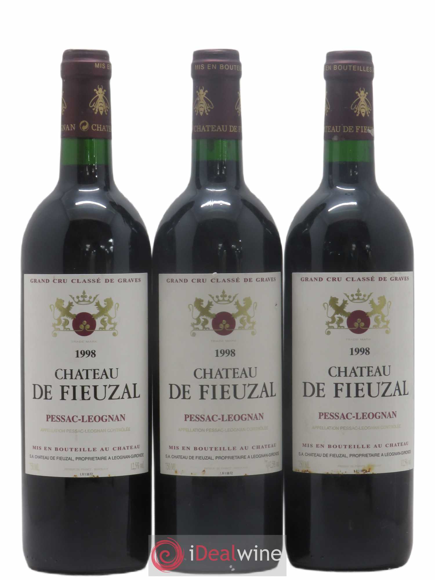 Château de Fieuzal Cru Classé de Graves (sans prix de réserve) 1998 - Lot de 3 bouteilles - 0