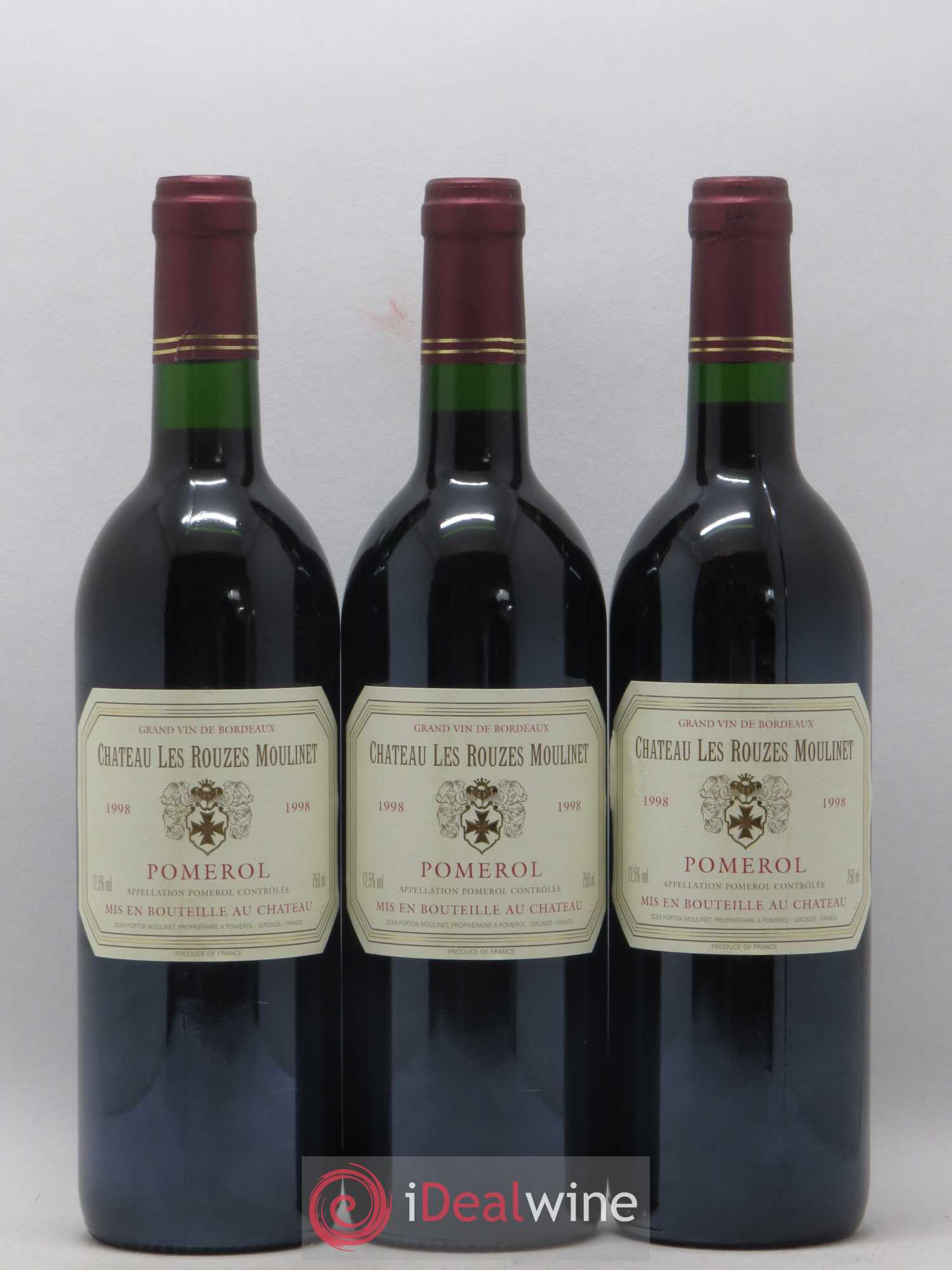 Pomerol Chateau Les Rouzes Moulinet (sans prix de réserve) 1998 - Posten von 12 Flaschen - 2