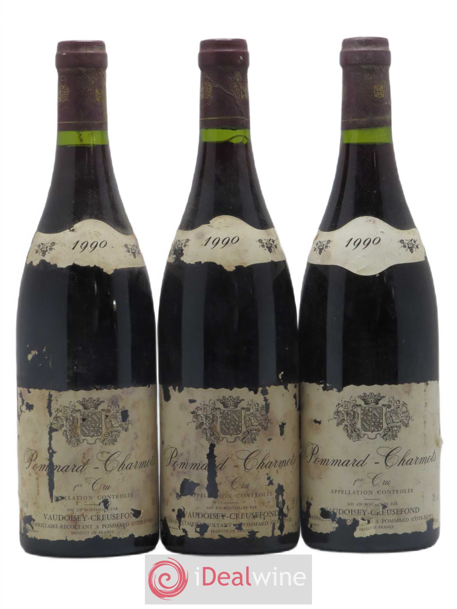 Pommard 1er Cru Charmots Domaine Vaudoisey Creusefond (sans prix de réserve) 1990 - Posten von 3 Flaschen - 0
