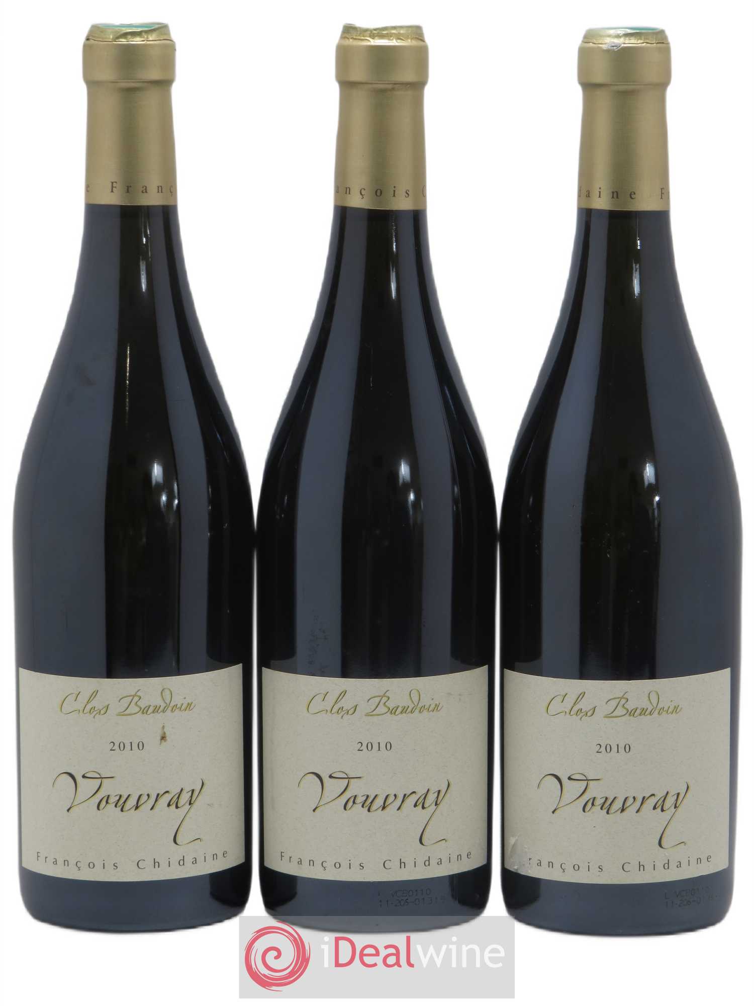 Vouvray Clos Baudoin François Chidaine (sans prix de réserve) 2010 - Posten von 3 Flaschen - 0