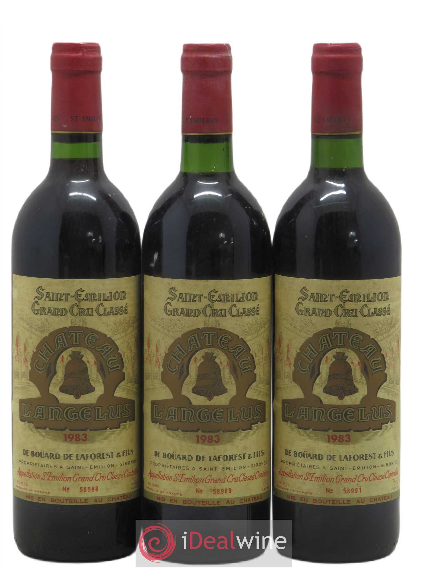 Château Angélus 1er Grand Cru Classé A 1983 - Lot de 3 bouteilles - 0