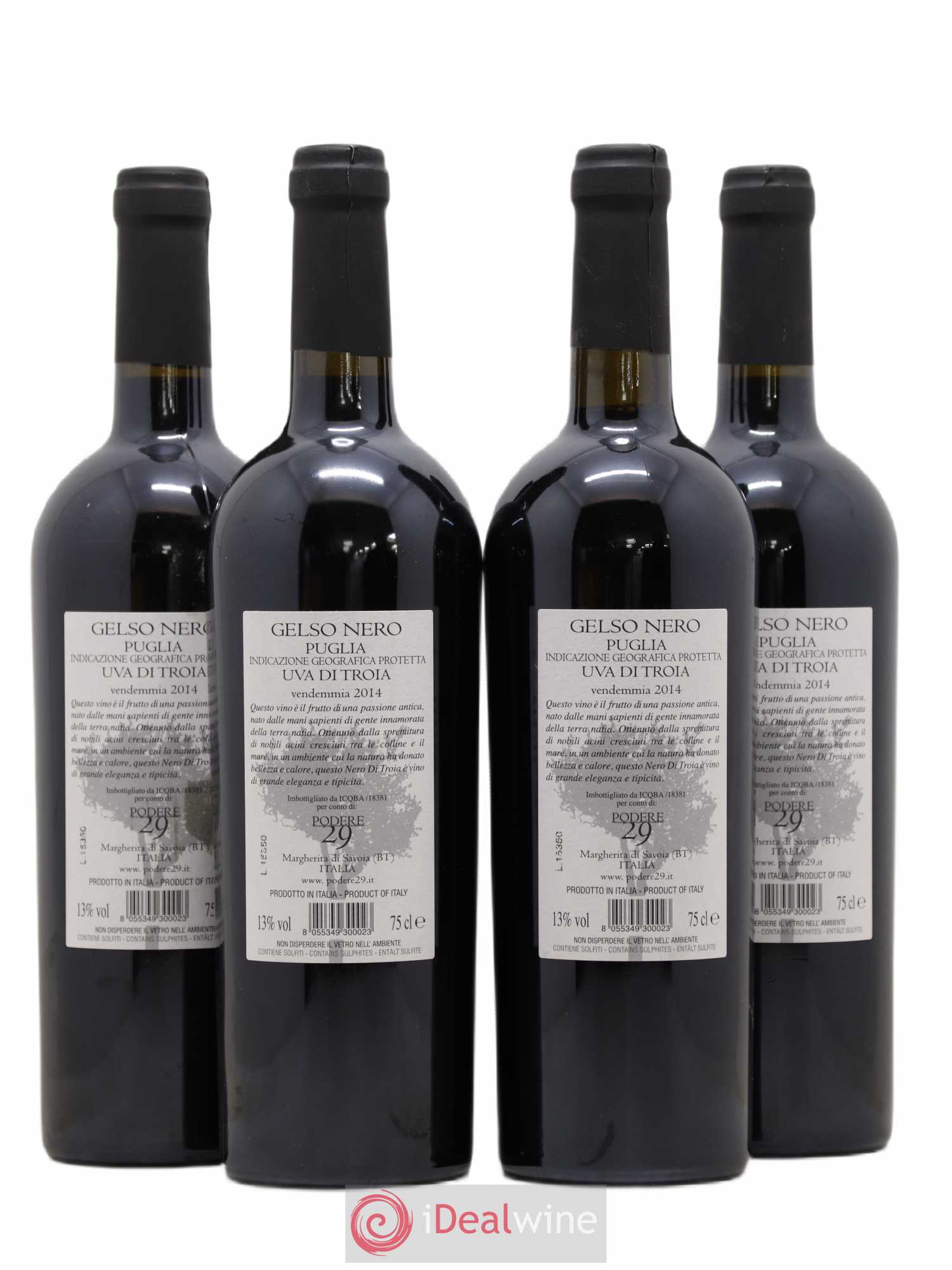 Italie Puglia Nero di Troia Gelso Nero (sans prix de réserve) 2014 - Posten von 4 Flaschen - 1