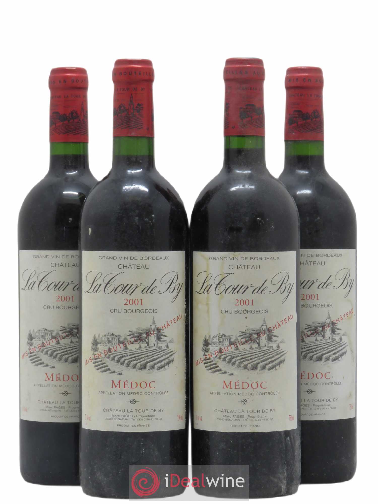 Château La Tour de By Cru Bourgeois (sans prix de réserve) 2001 - Lot de 4 bouteilles - 0