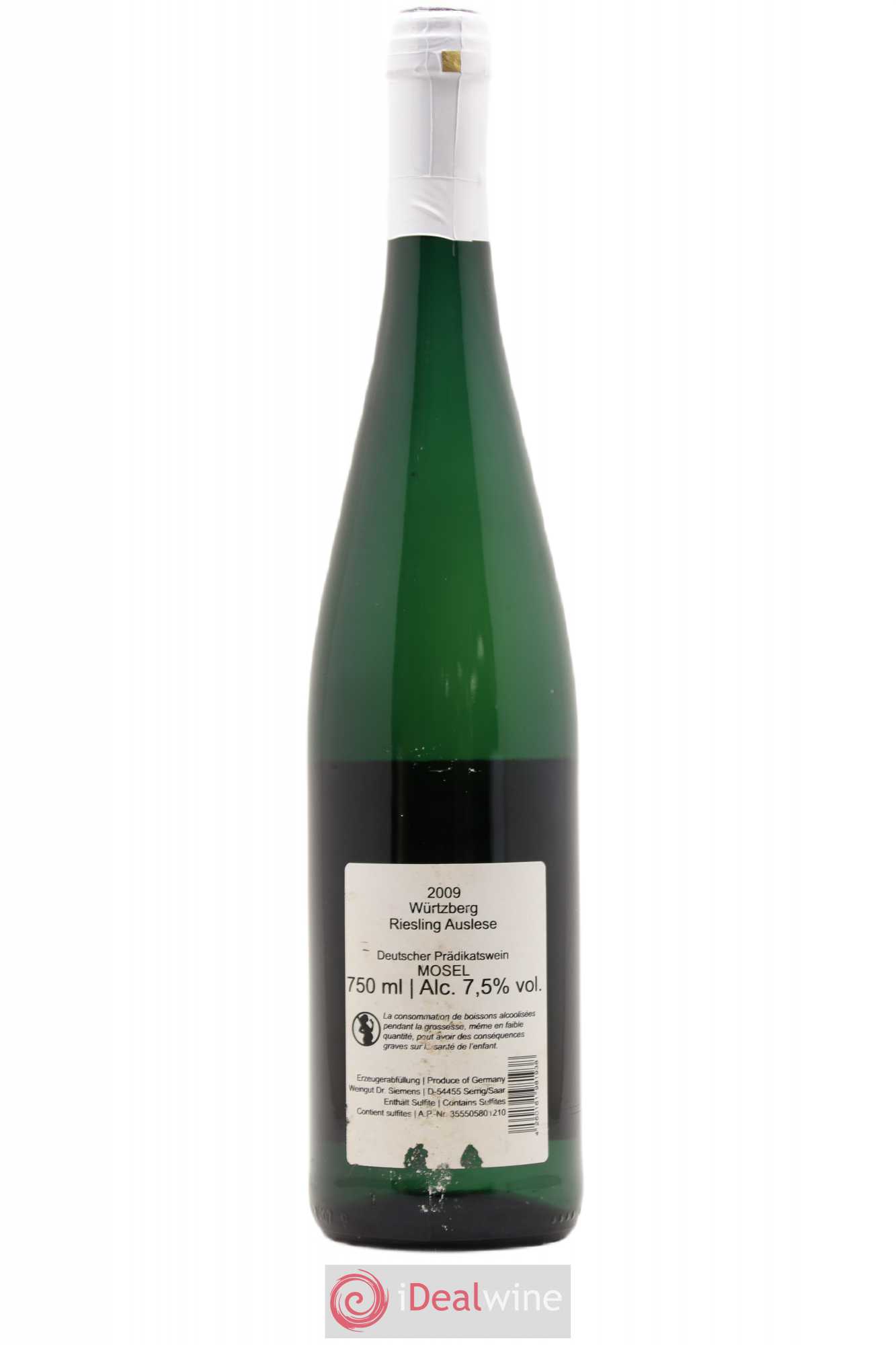 Allemagne Mosel-Saar Riesling Auslese Wurtzberg Dr Siemens (sans prix de réserve) 2009 - Posten von 1 Flasche - 1