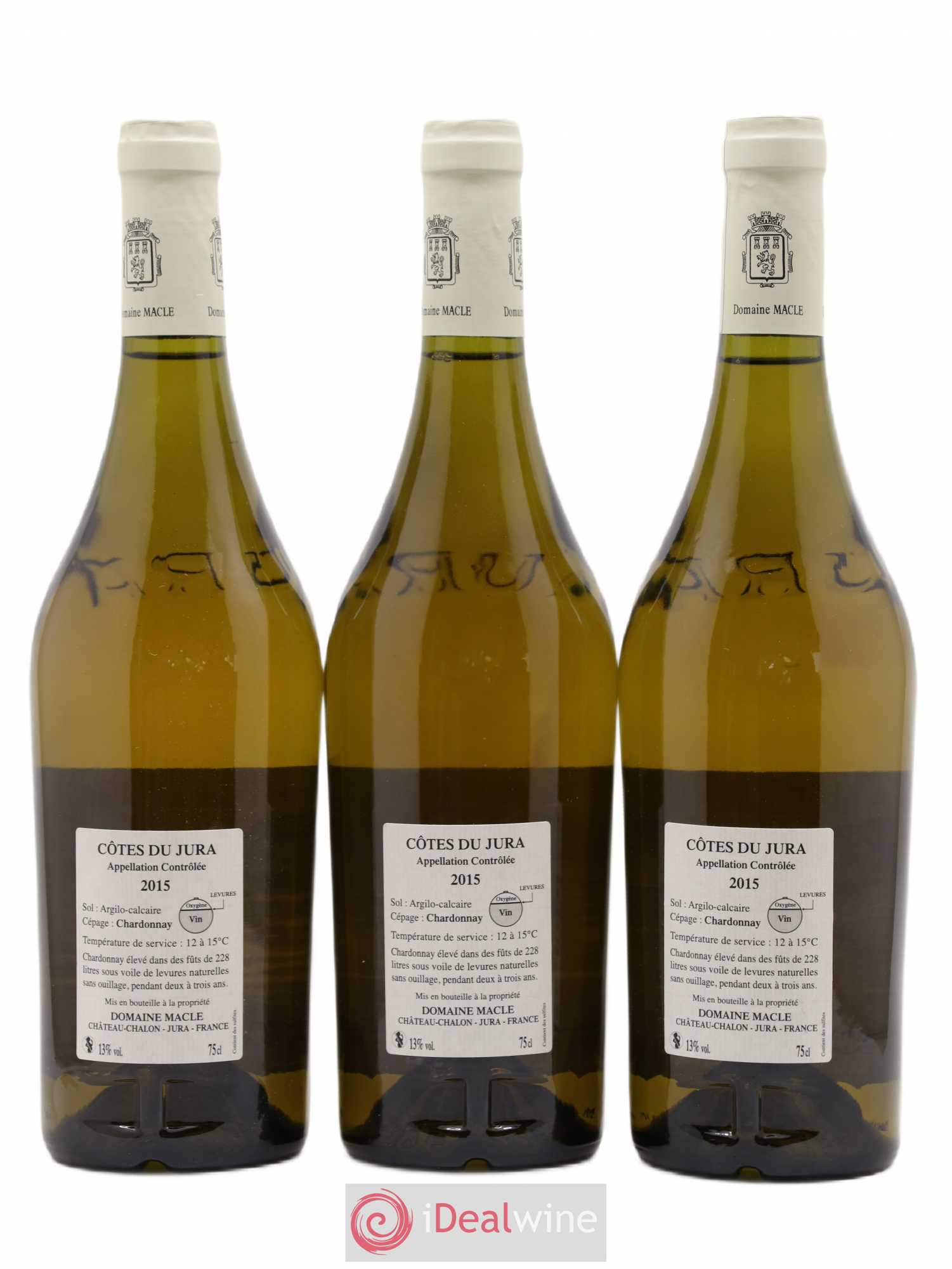 Côtes du Jura Chardonnay sous voile Jean Macle (sans prix de réserve) 2015 - Lot de 3 bouteilles - 1