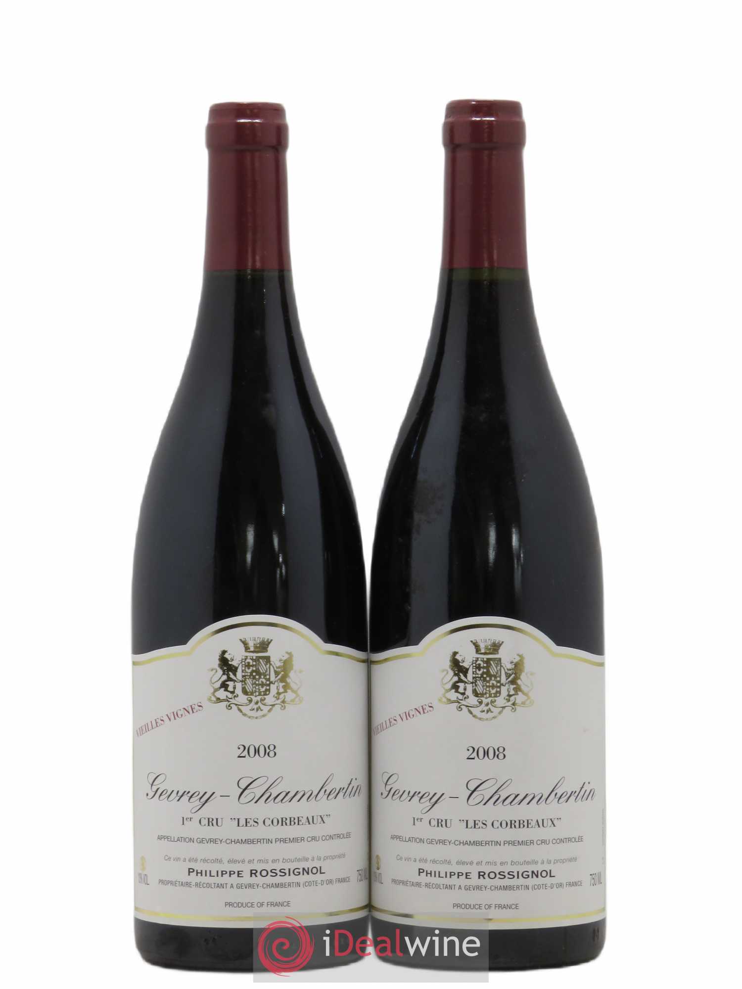 Gevrey-Chambertin 1er Cru Les Corbeaux Vieilles Vignes Philippe Rossignol (sans prix de réserve) 2008 - Posten von 2 Flaschen - 0