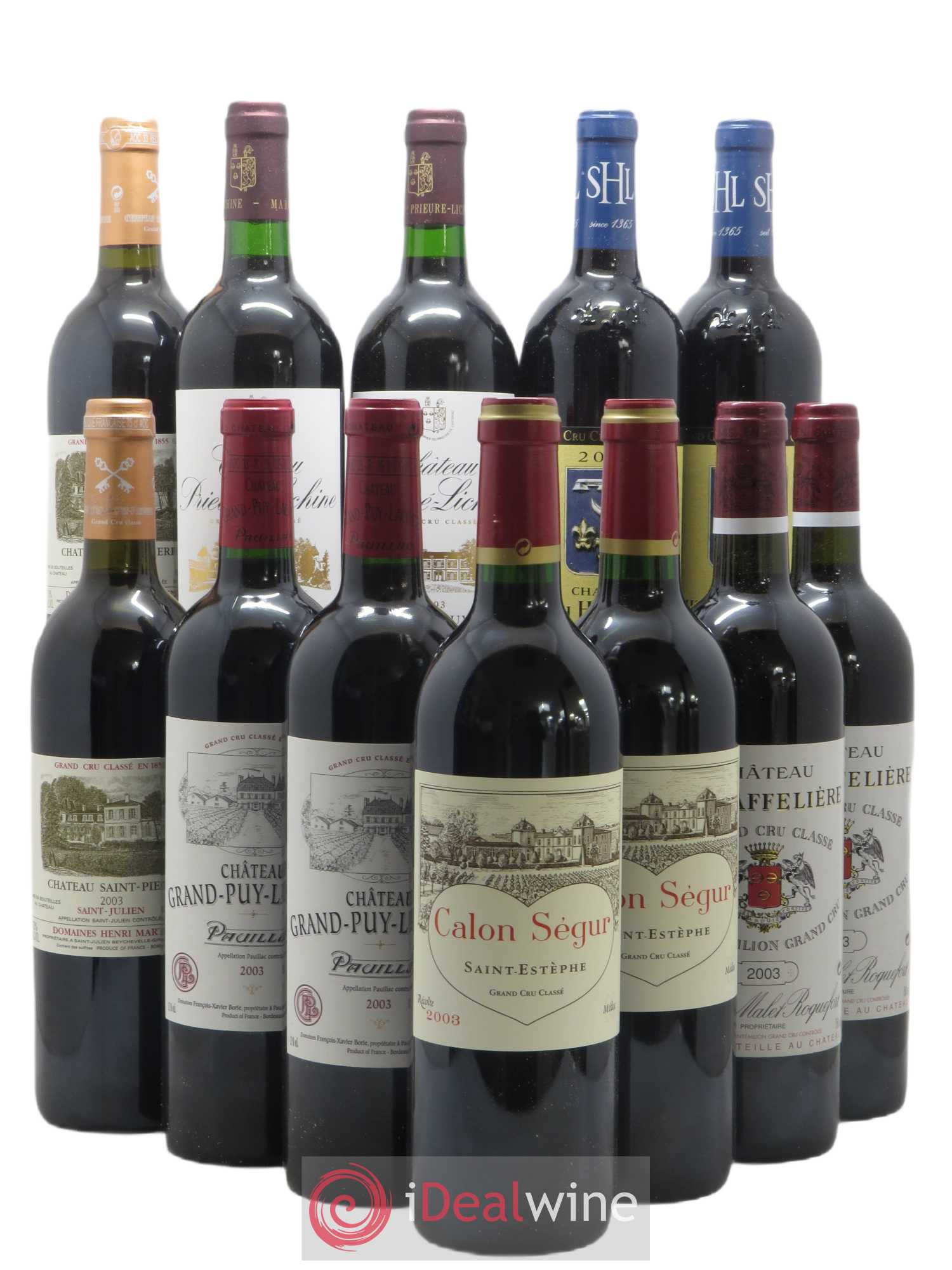 Caisse Millésima Découverte 2 Smith Haut Lafitte - 2 Prieuré Lichine - 2 Château Saint Pierre - 2 Grand Puy Lacoste - 2 Calon Ségur - 2 La Gaffelière 2003 - Posten von 12 Flaschen - 0