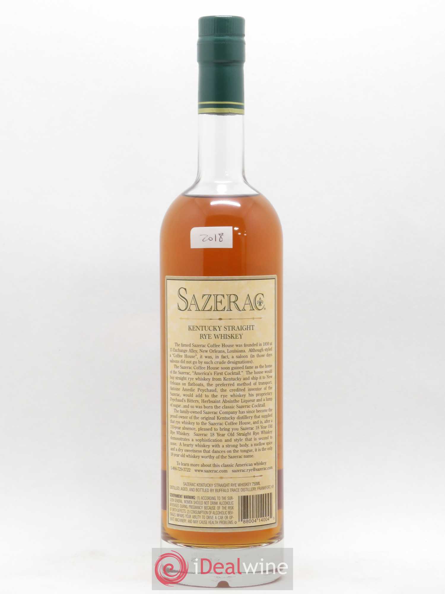 Whisky Kentucky Rye Whiskey USA Sazerac 18 Year Old Spring Release 90 Proof 2018 - Posten von 1 Flasche - 1