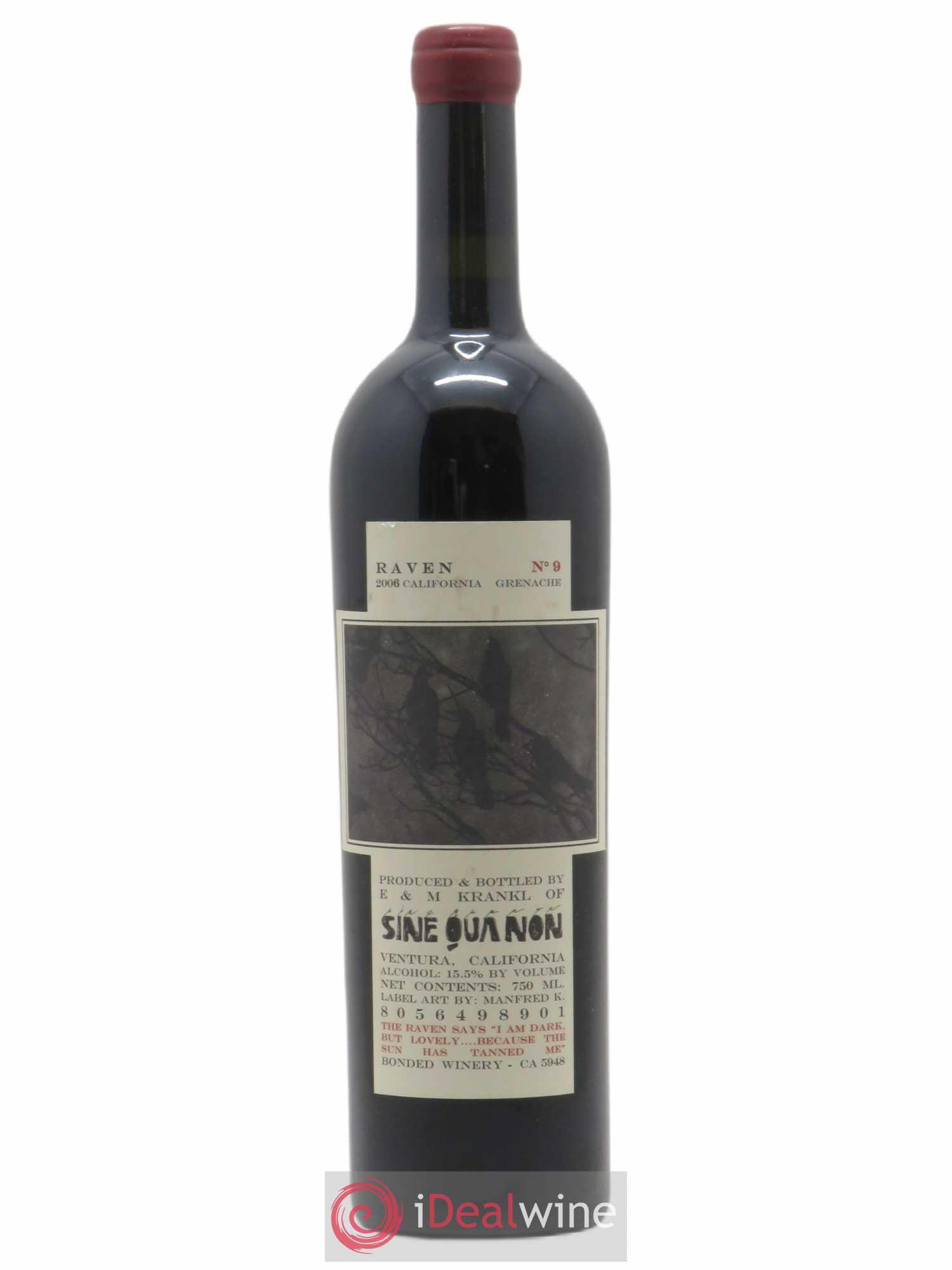 Santa Barbara Sine Qua Non Raven Manfred Krankl Grenache N°9 (sans prix de réserve) 2006 - Posten von 1 Flasche - 0