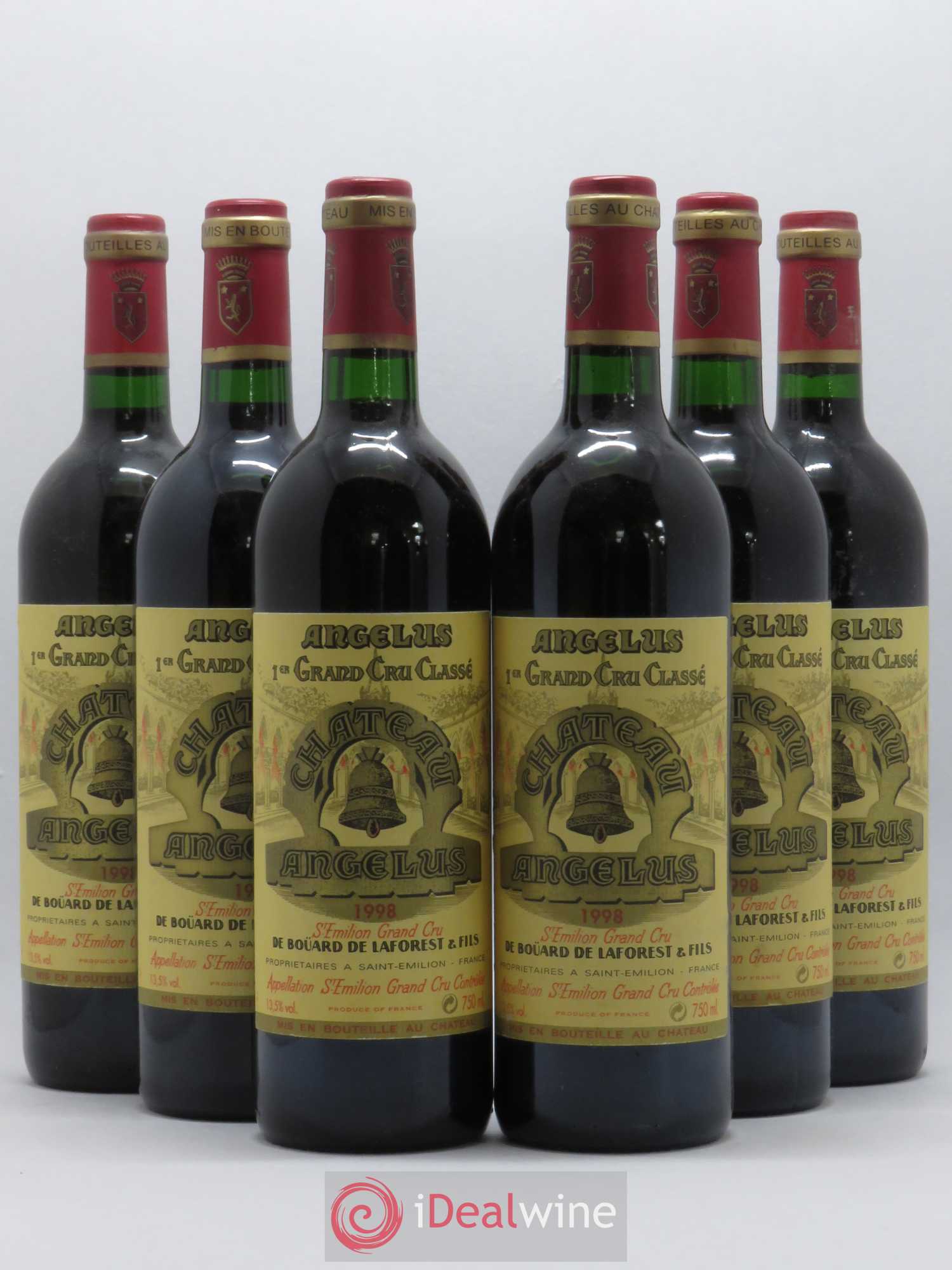 Château Angélus 1er Grand Cru Classé A 1998 - Lot de 6 bouteilles - 0