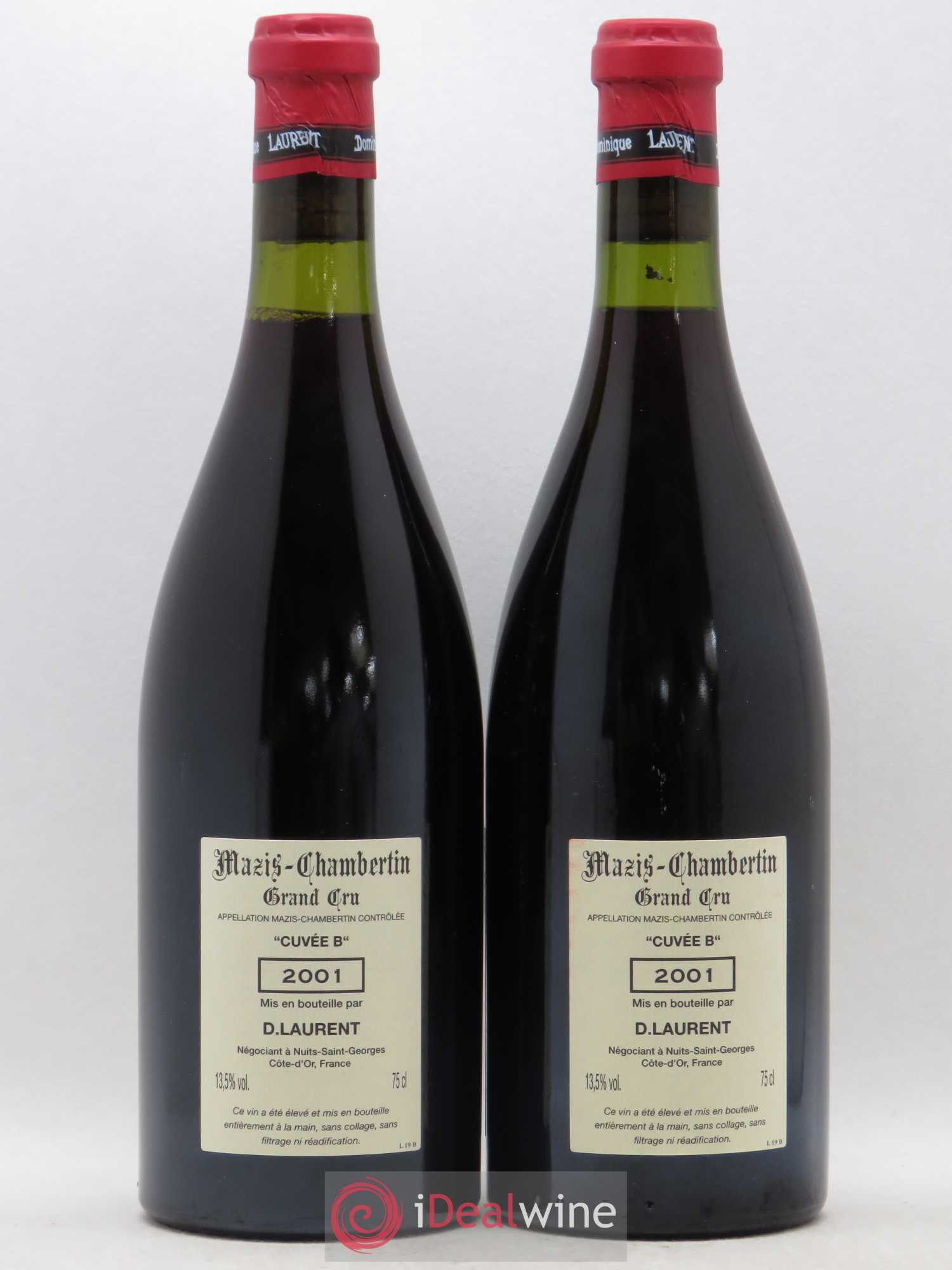 Mazis-Chambertin Grand Cru Dominique Laurent cuvée B grande cuvée vieilles vignes Dominique Laurent (sans prix de réserve) 2001 - Posten von 2 Flaschen - 1