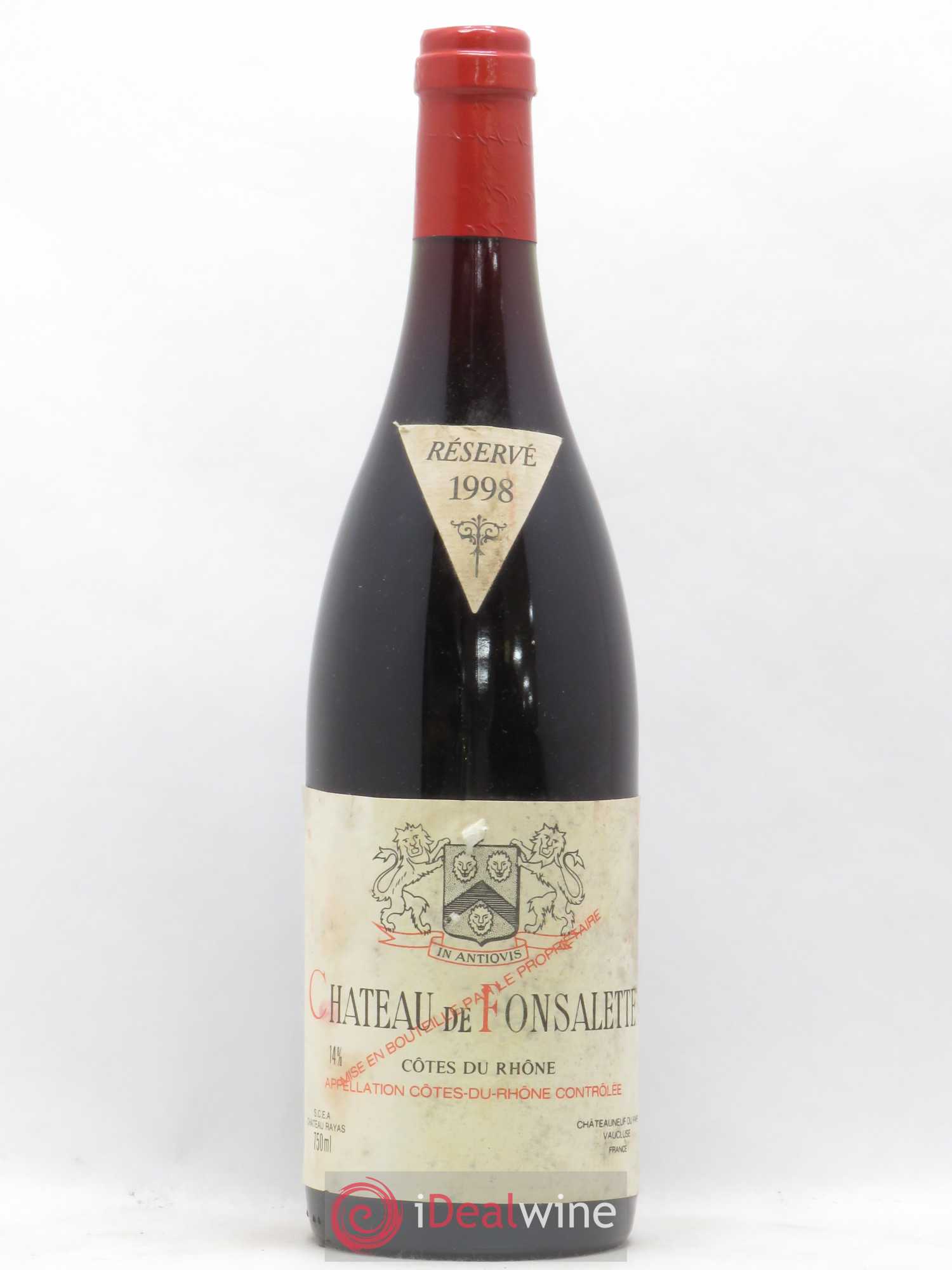 Côtes-du-Rhône Château de Fonsalette Emmanuel Reynaud (senza prezzo di riserva) 1998 - Lotto di 1 bottiglia - 0