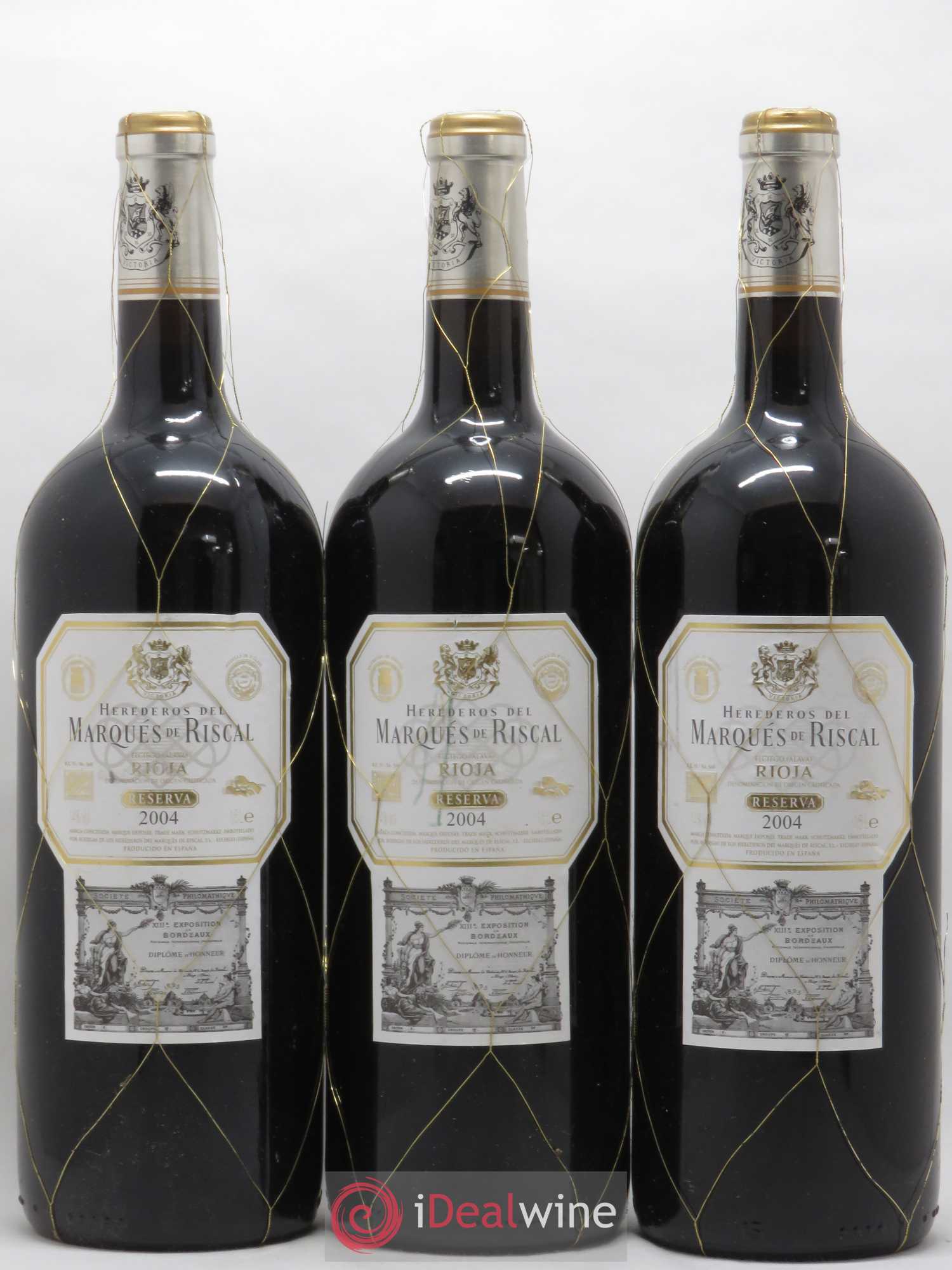 Rioja DOCA Reserva Marqués de Riscal (senza prezzo di riserva) 2004 - Lotto di 3 magnum - 0