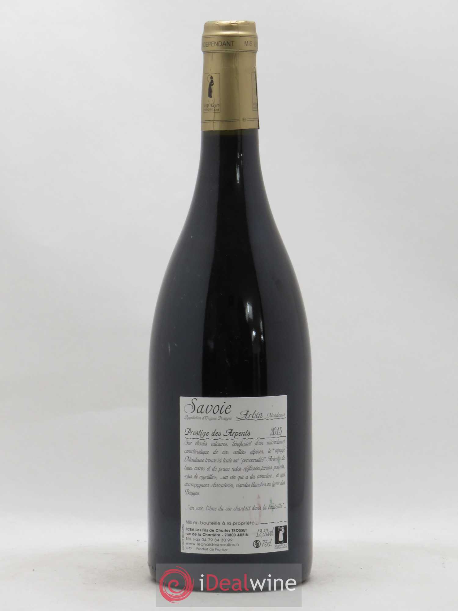 Vin de Savoie Arbin Mondeuse Prestige des Arpents Trosset  (sans prix de réserve) 2015 - Lot de 1 bouteille - 1