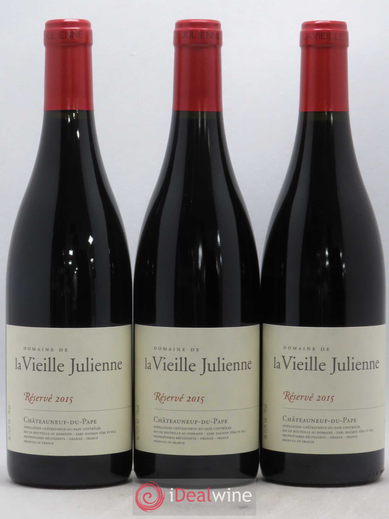 Châteauneuf-du-Pape Vieille Julienne (Domaine de la) Réservé Jean-Paul Daumen (sans prix de réserve) 2015 - Lot de 3 bouteilles - 0