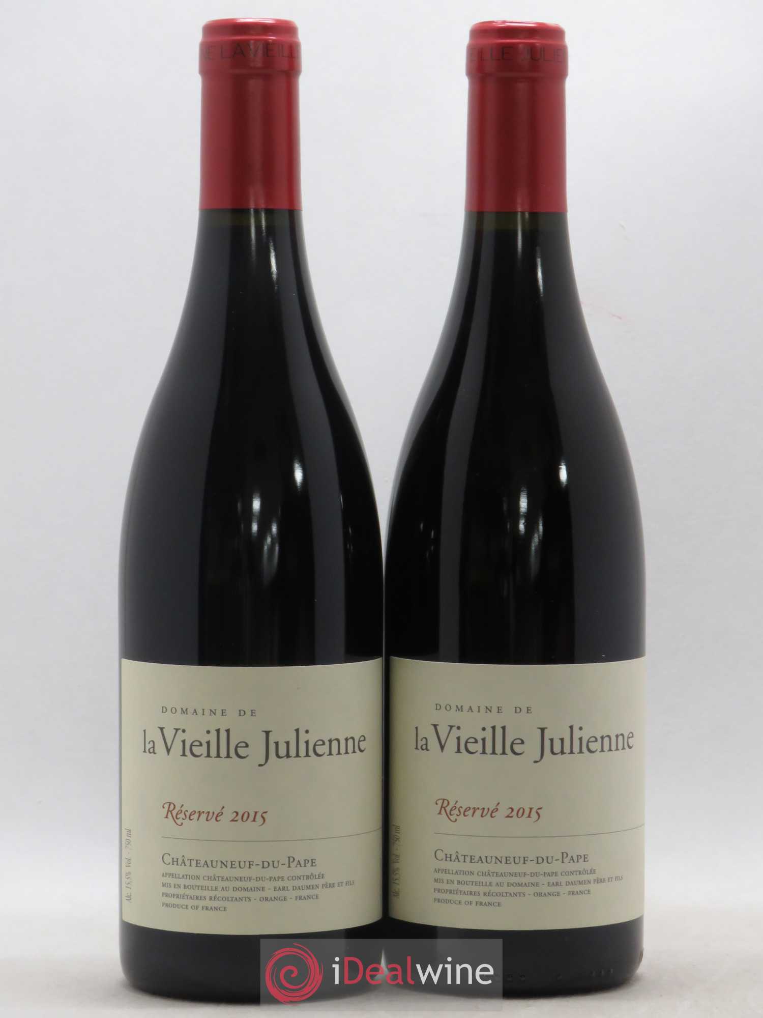 Châteauneuf-du-Pape Vieille Julienne (Domaine de la) Réservé Jean-Paul Daumen (sans prix de réserve) 2015 - Lot de 2 bouteilles - 0