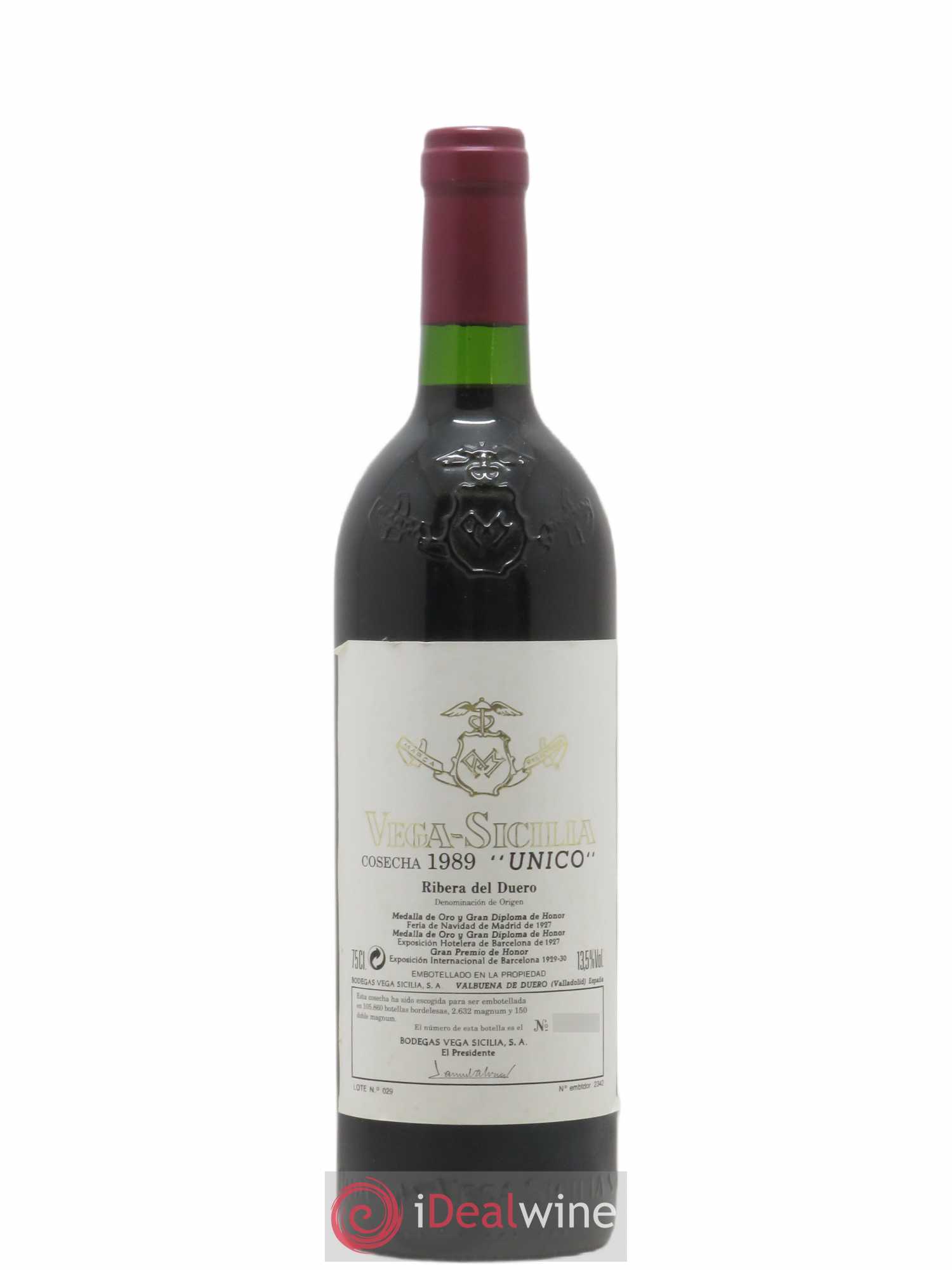 Ribera Del Duero DO Vega Sicilia Unico Famille Alvarez (senza prezzo di riserva) 1989 - Lotto di 1 bottiglia - 0