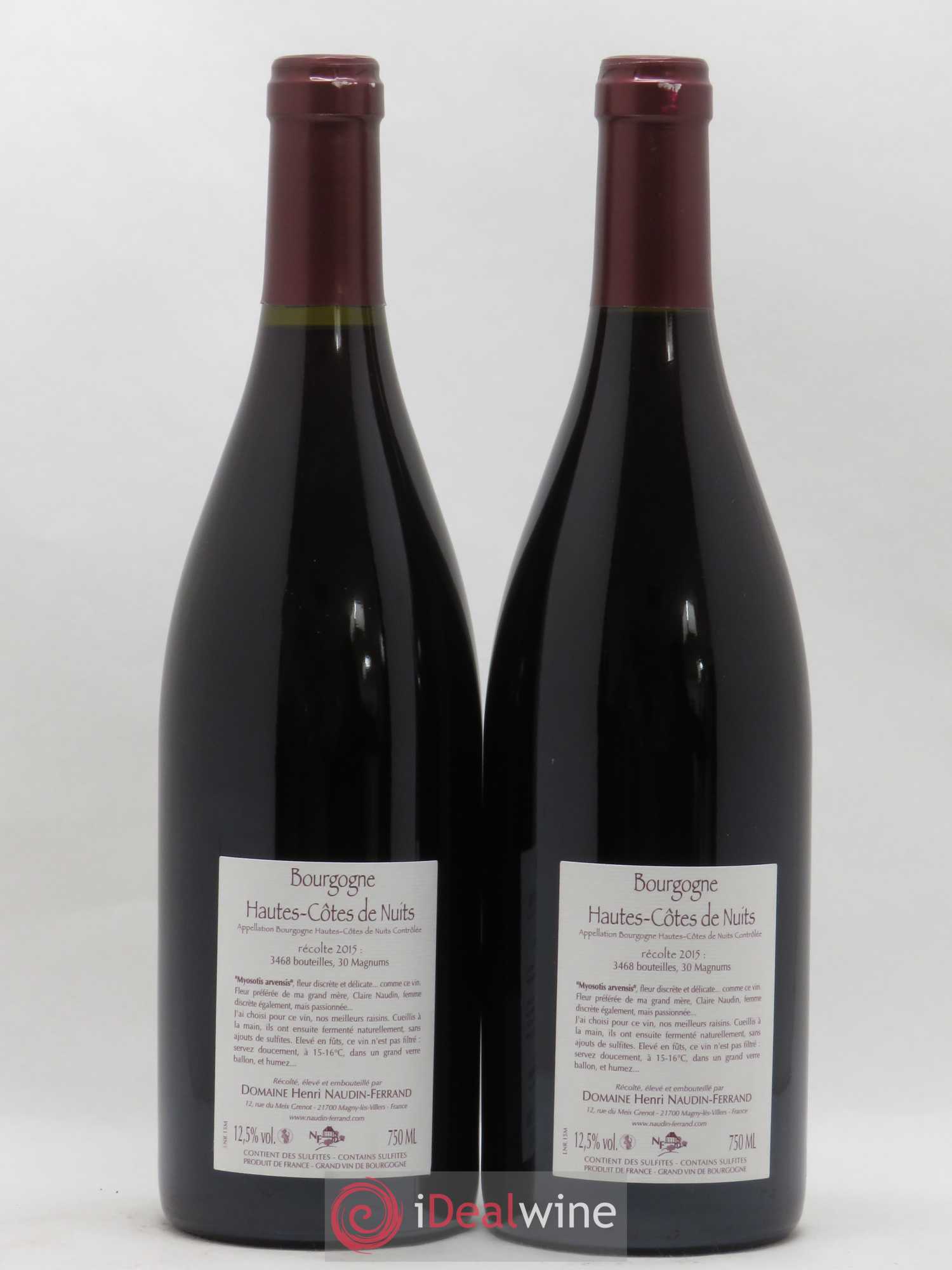 Hautes-Côtes de Nuits Myosotis Arvensis Naudin-Ferrand (Domaine)  (sans prix de réserve) 2015 - Lot de 2 bouteilles - 1
