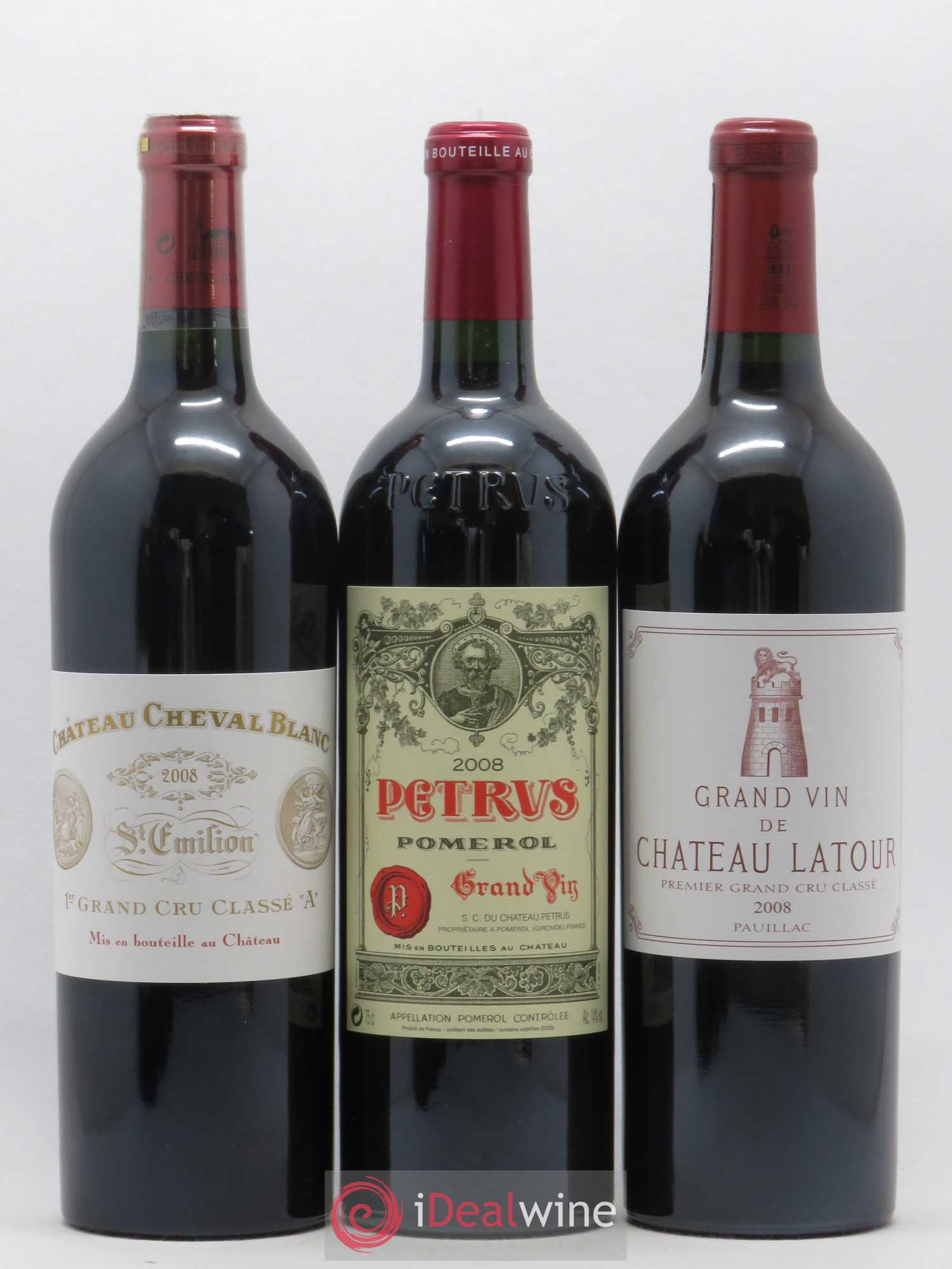 Caisse Primeurs (1 Petrus, 1 Margaux, 1 Mouton-Rothschild, 1 Haut-Brion, 1 Latour, 1 Cheval Blanc) 2008 - Posten von 1 Flasche - 3