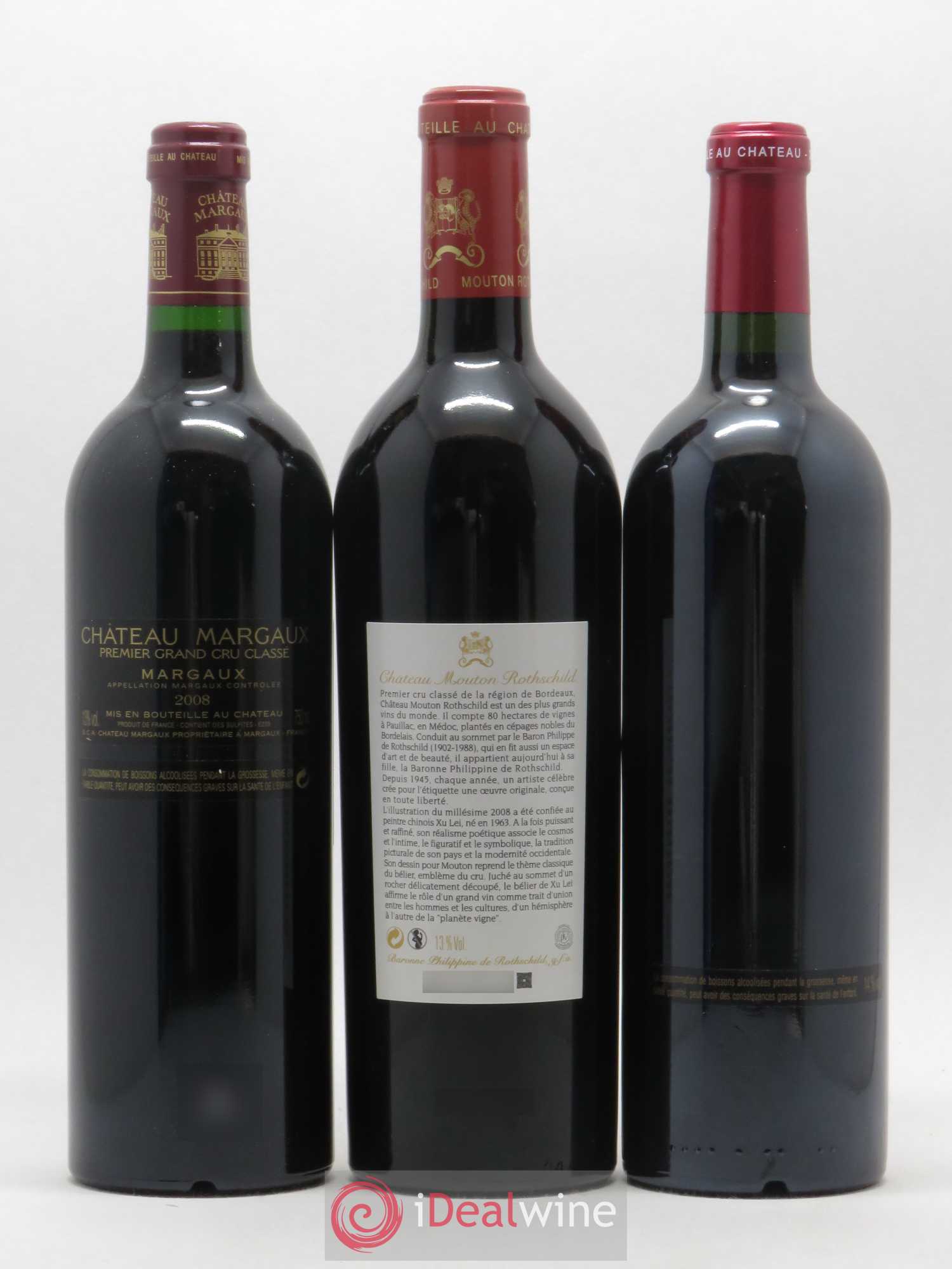 Caisse Primeurs (1 Petrus, 1 Margaux, 1 Mouton-Rothschild, 1 Haut-Brion, 1 Latour, 1 Cheval Blanc) 2008 - Posten von 1 Flasche - 2