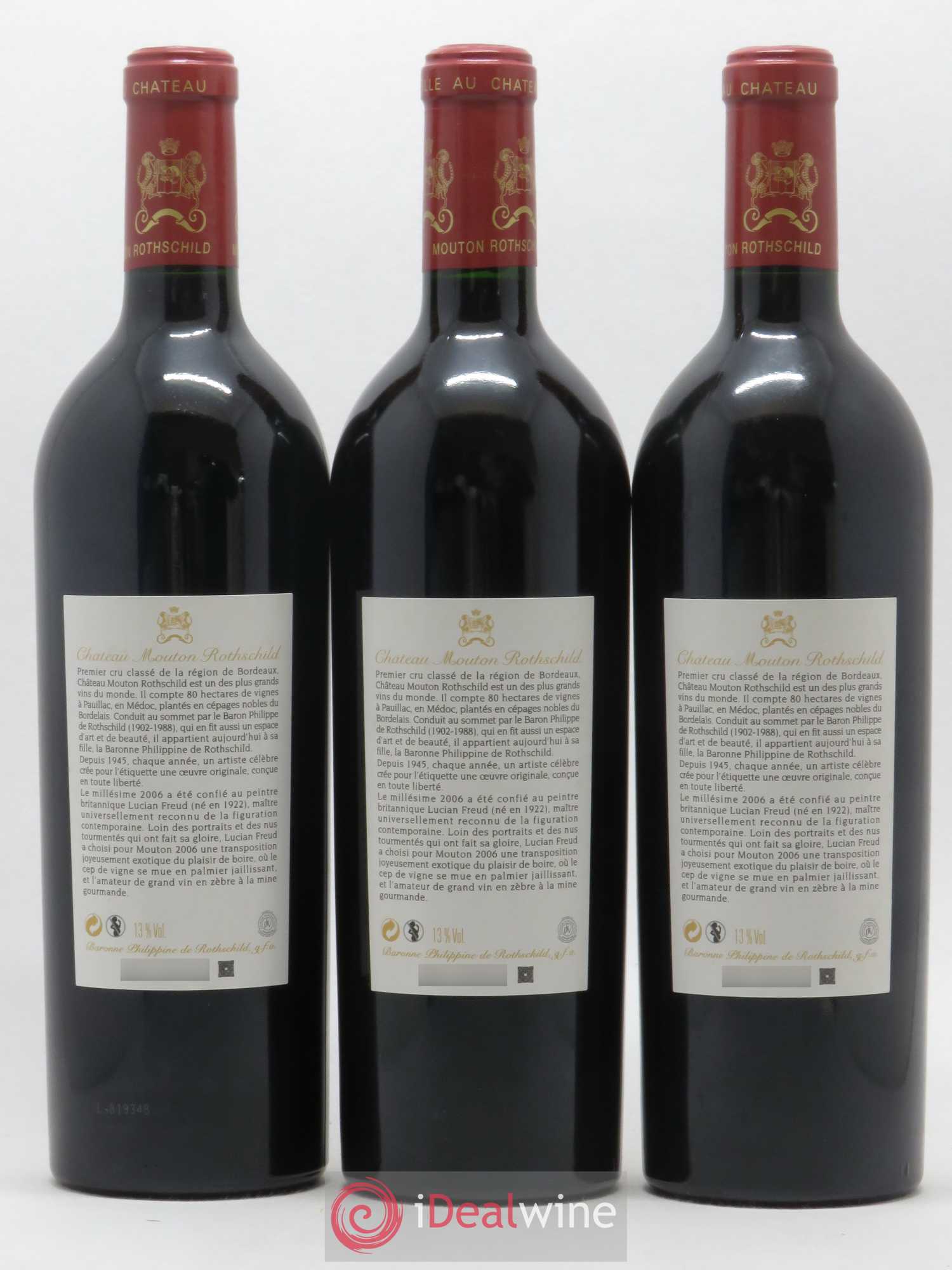 Château Mouton Rothschild 1er Grand Cru Classé 2006 - Lot de 3 bouteilles - 1