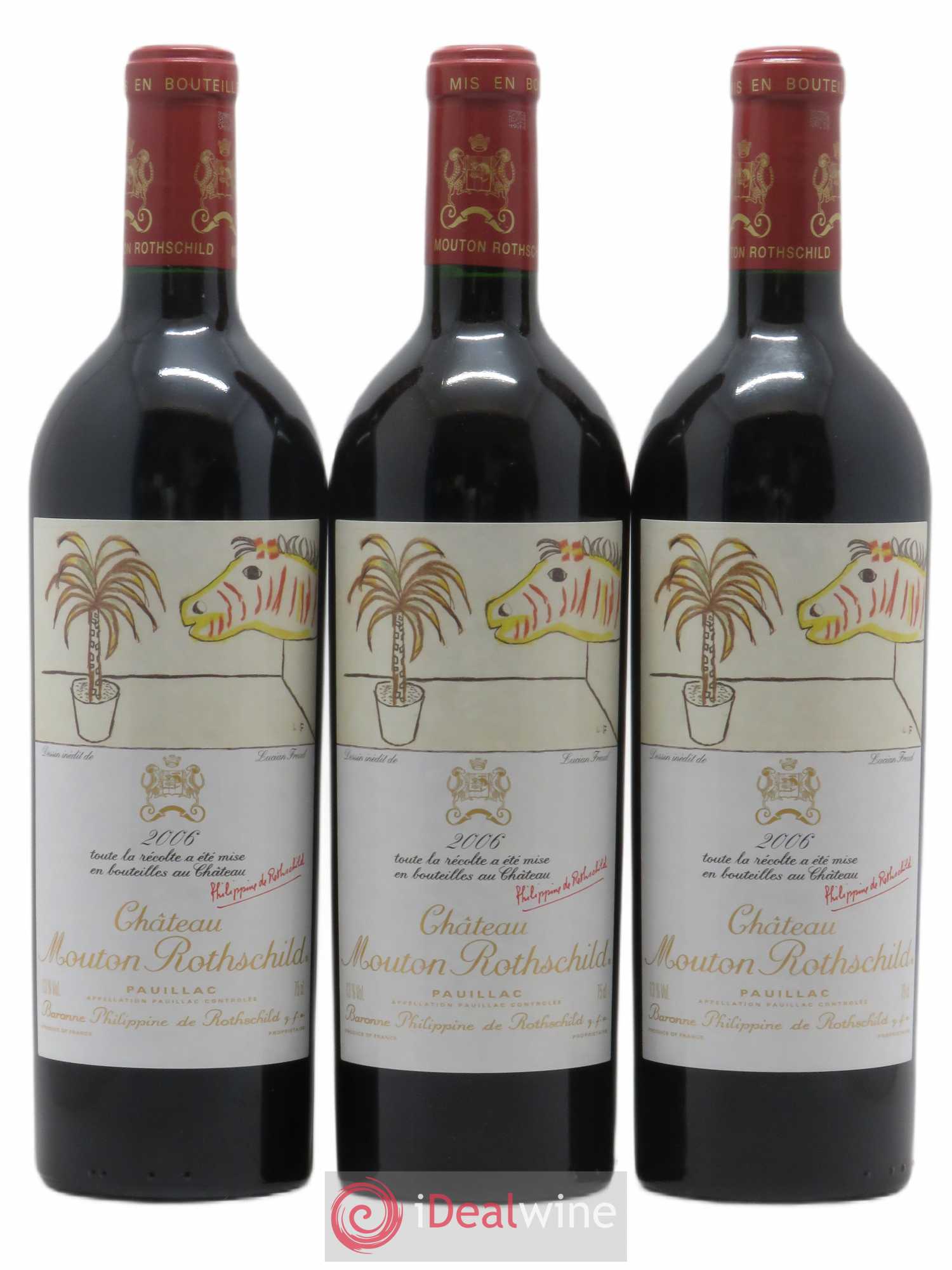 Château Mouton Rothschild 1er Grand Cru Classé 2006 - Lot de 3 bouteilles - 0