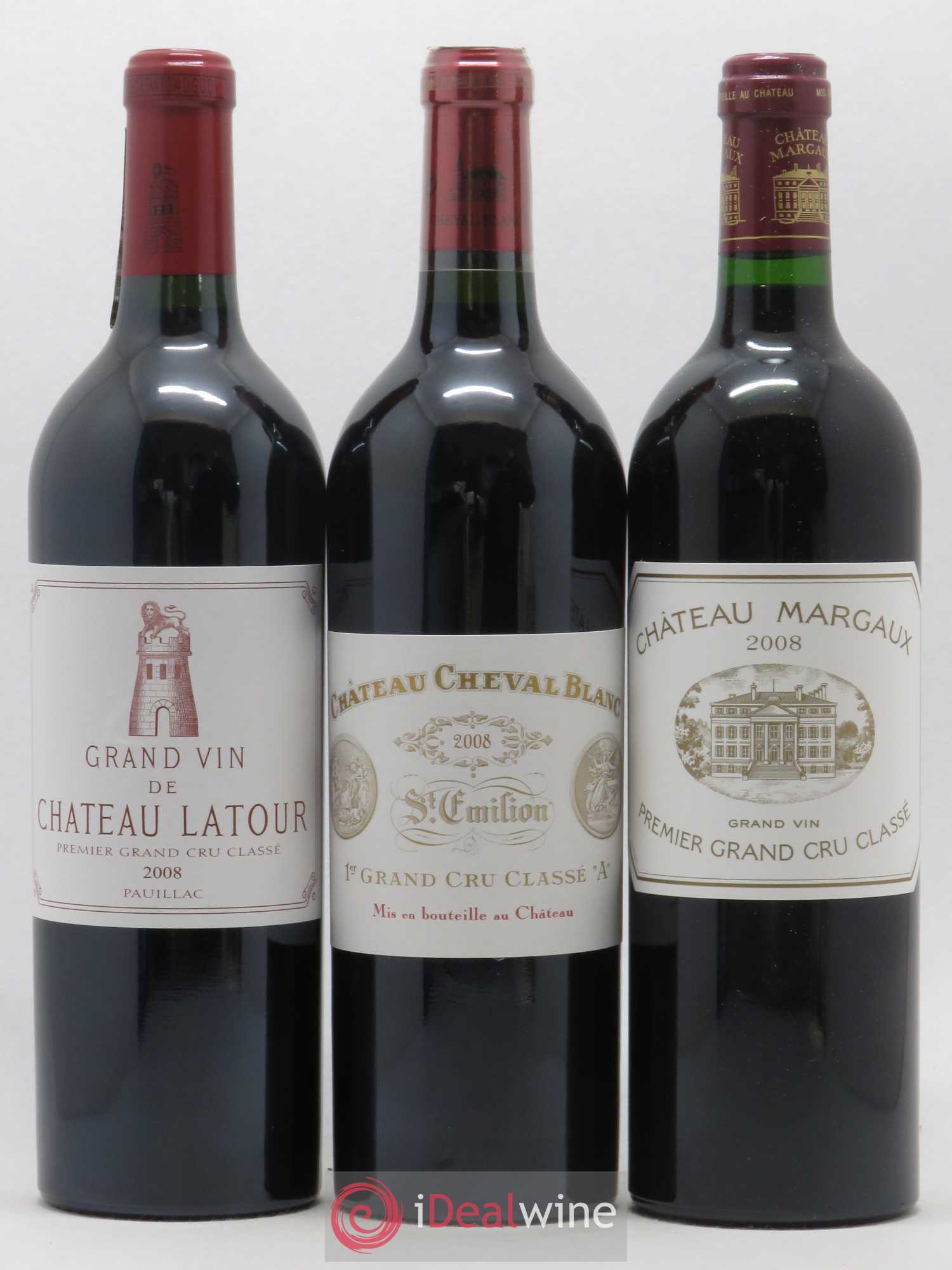 Caisse Primeurs (1 Petrus, 1 Margaux, 1 Mouton-Rothschild, 1 Haut-Brion, 1 Latour, 1 Cheval Blanc) 2008 - Posten von 1 Flasche - 1