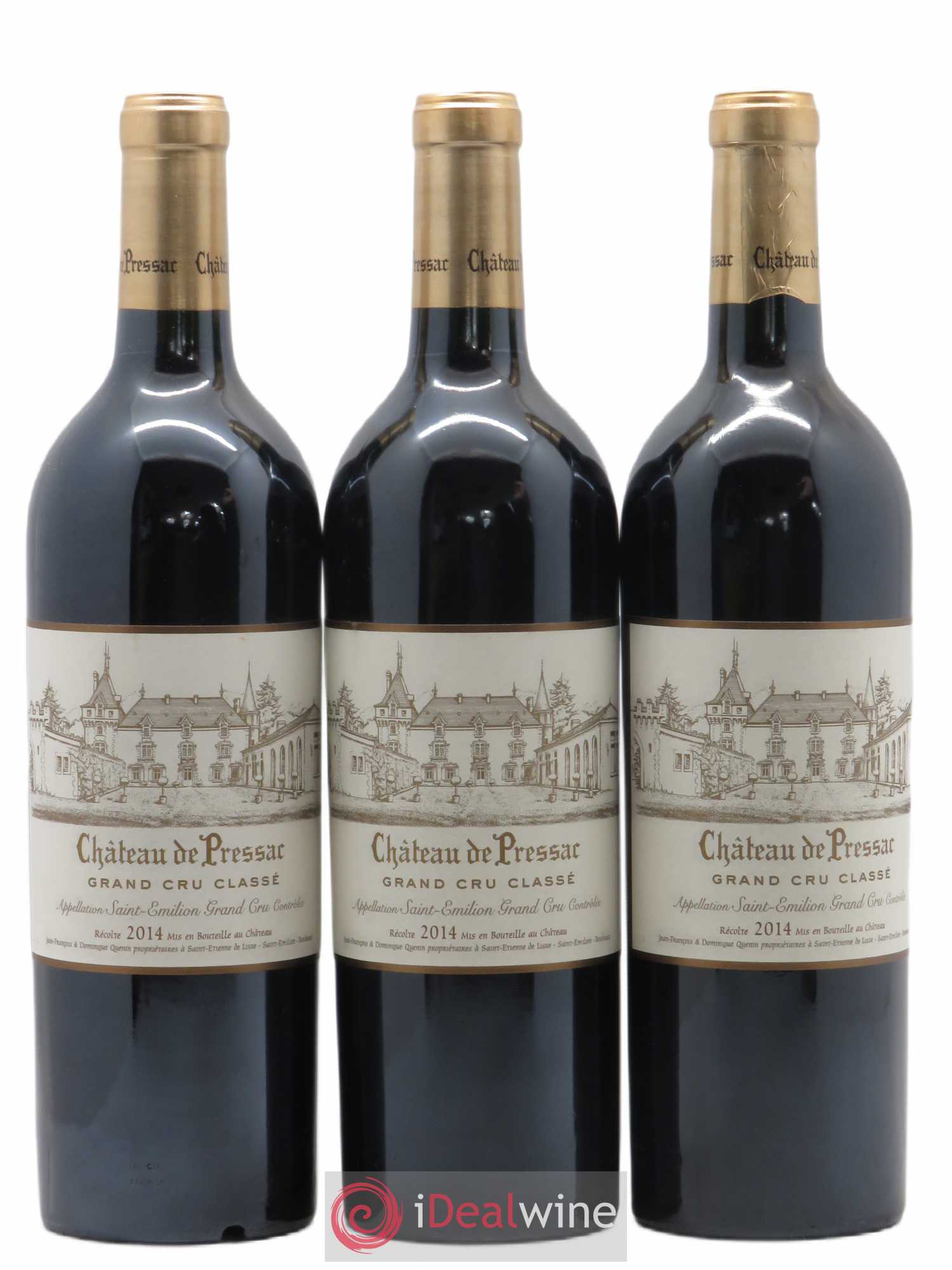 Château de Pressac Grand Cru Classé (sans prix de réserve) 2014 - Lot de 3 bouteilles - 0