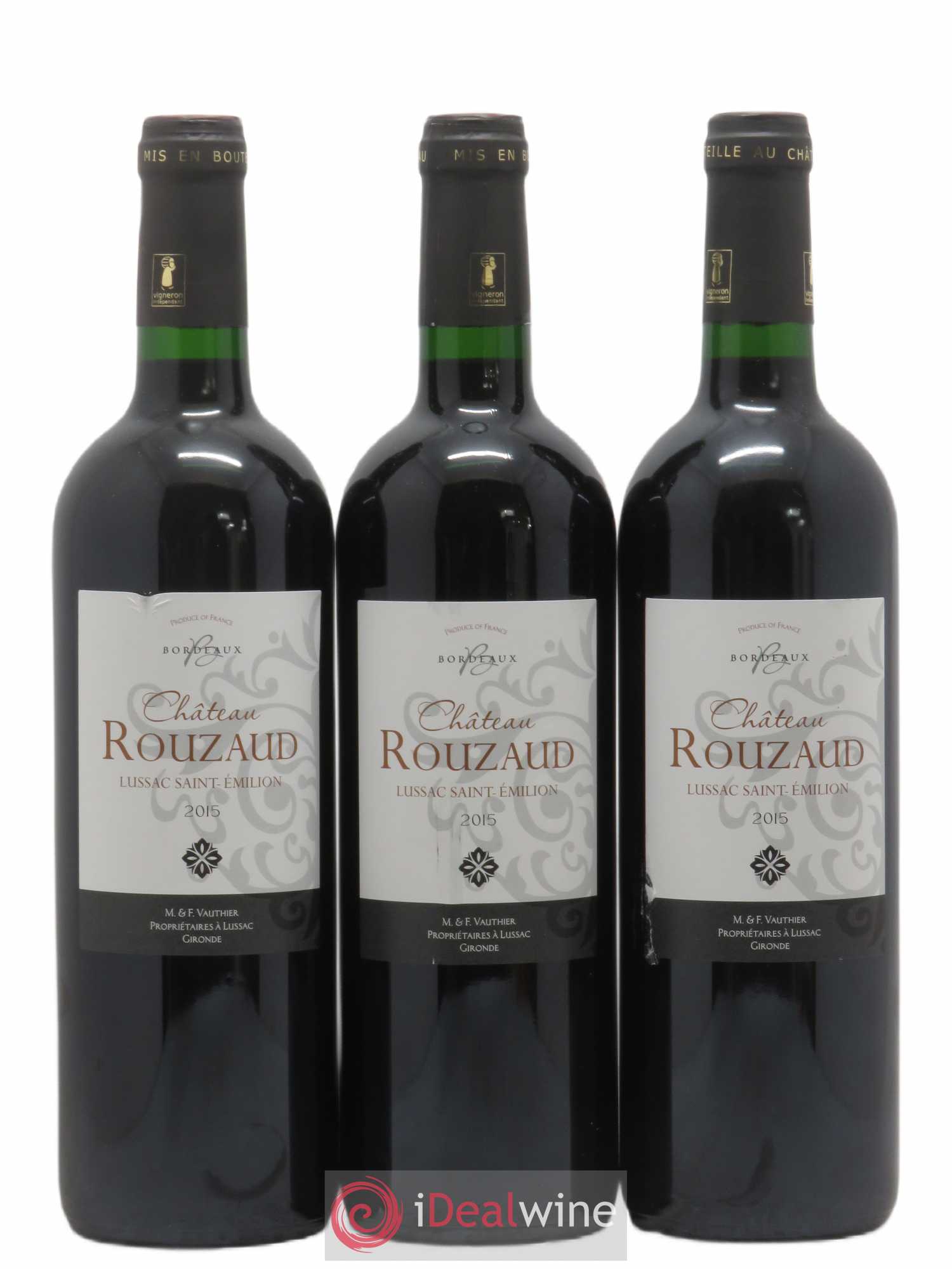 Lussac Saint-Émilion Chateau Rouzaud (sans prix de réserve) 2015 - Lot de 3 bouteilles - 0