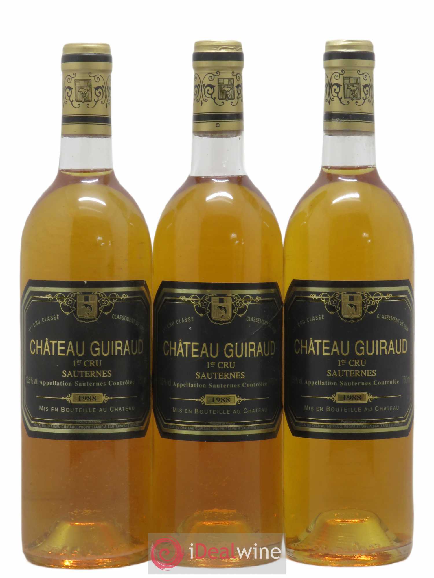 Château Guiraud 1er Grand Cru Classé (senza prezzo di riserva) 1988 - Lotto di 3 bottiglie - 0
