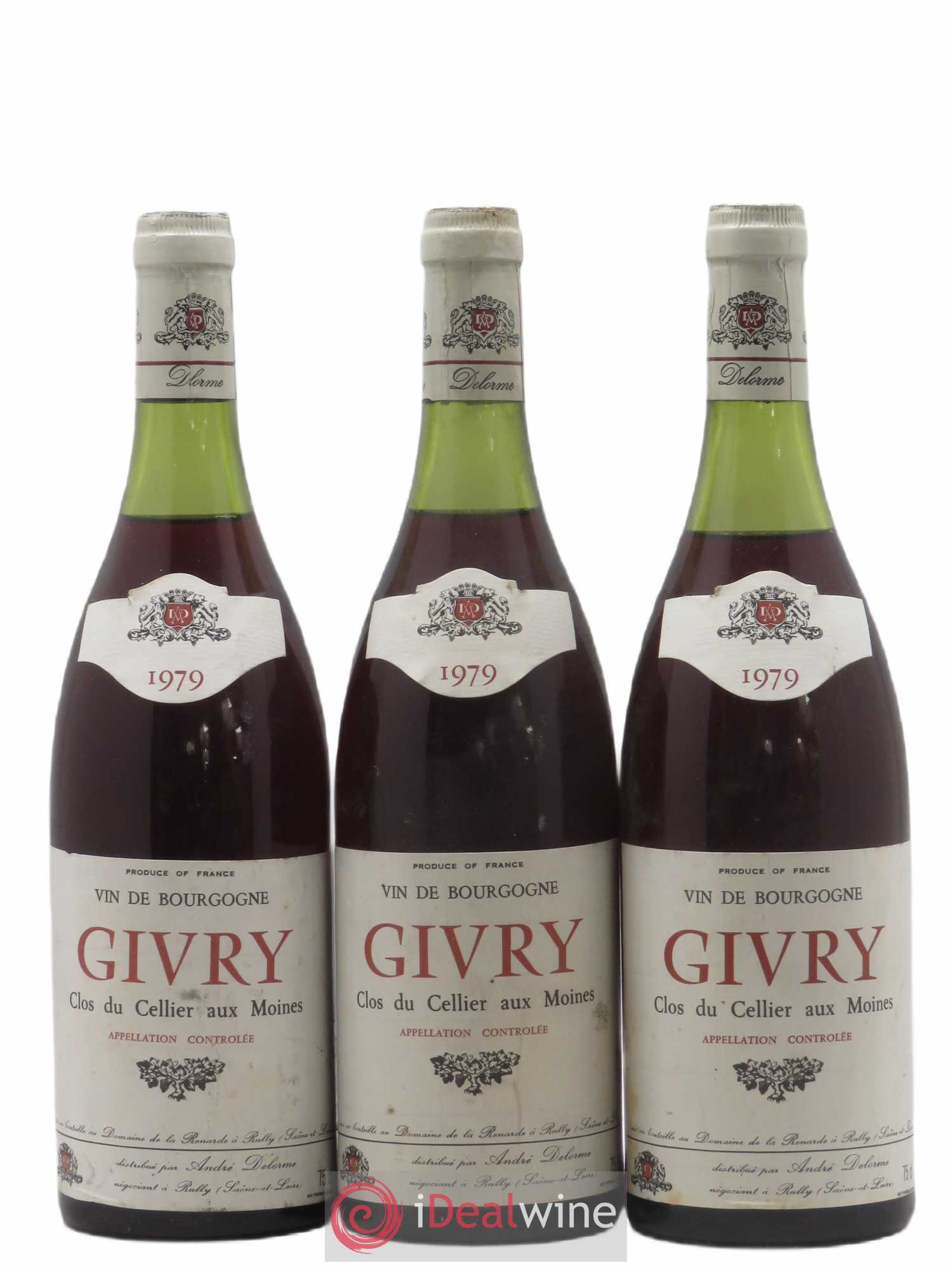Givry Clos du Cellier Aux Moines André Delorme (sans prix de réserve) 1979 - Posten von 3 Flaschen - 0