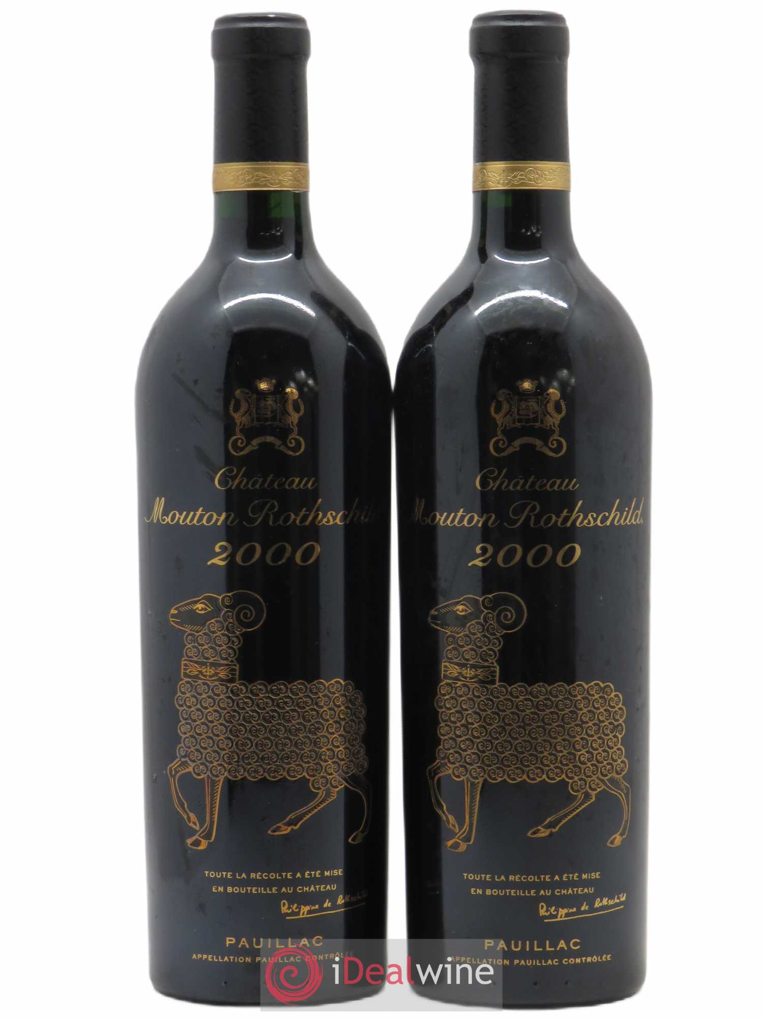 Château Mouton Rothschild 1er Grand Cru Classé 2000 - Lot de 2 bouteilles - 0