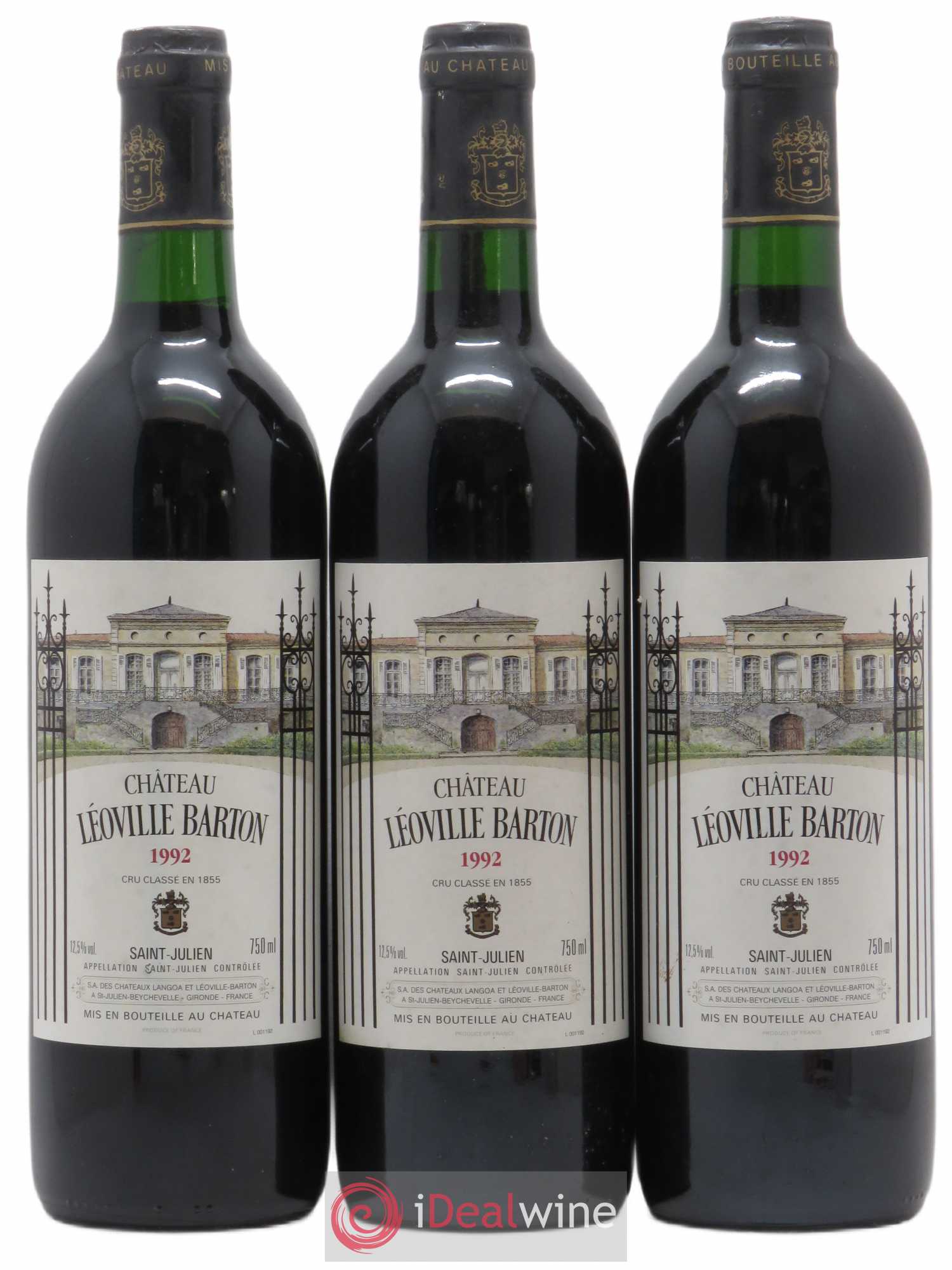 Château Léoville Barton 2ème Grand Cru Classé (sans prix de réserve) 1992 - Lot de 3 bouteilles - 0