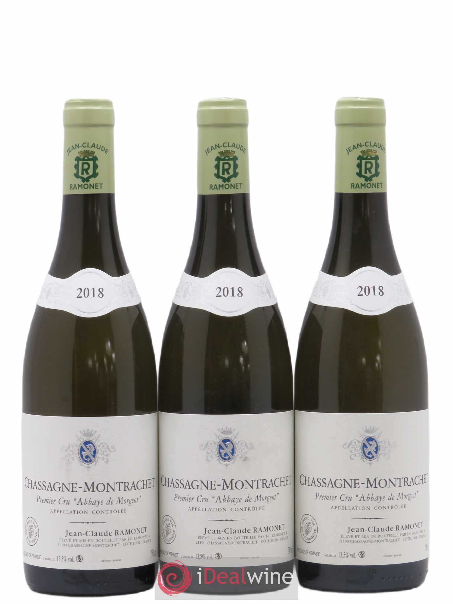 Chassagne-Montrachet 1er Cru Abbaye de Morgeot Domaine Ramonet (sans prix de réserve) 2018 - Posten von 3 Flaschen - 0