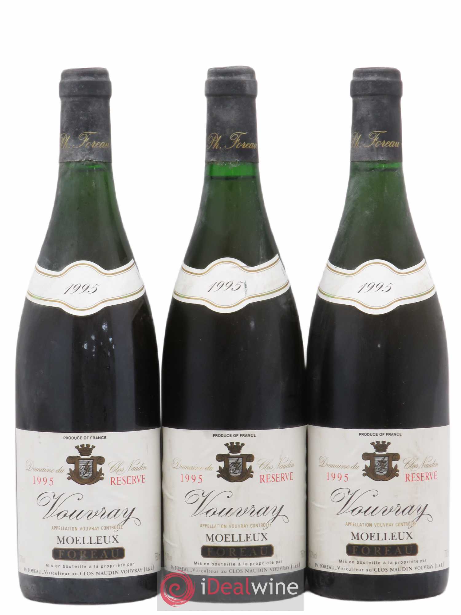 Vouvray Moelleux Réserve Clos Naudin - Philippe Foreau (senza prezzo di riserva) 1995 - Lotto di 3 bottiglie - 0