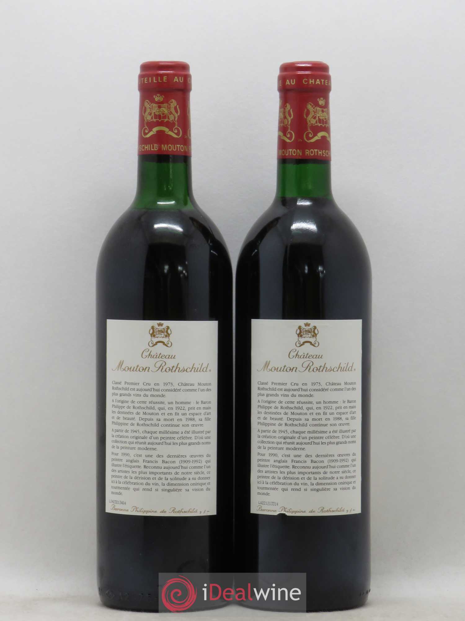 Château Mouton Rothschild 1er Grand Cru Classé (sans prix de réserve) 1990 - Lot de 2 bouteilles - 1