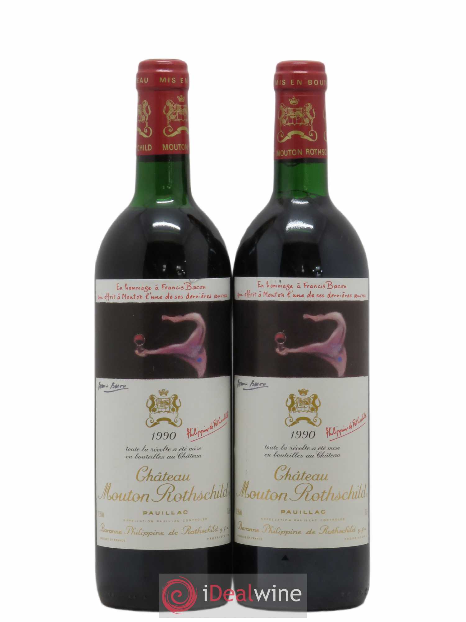 Château Mouton Rothschild 1er Grand Cru Classé (sans prix de réserve) 1990 - Lot de 2 bouteilles - 0