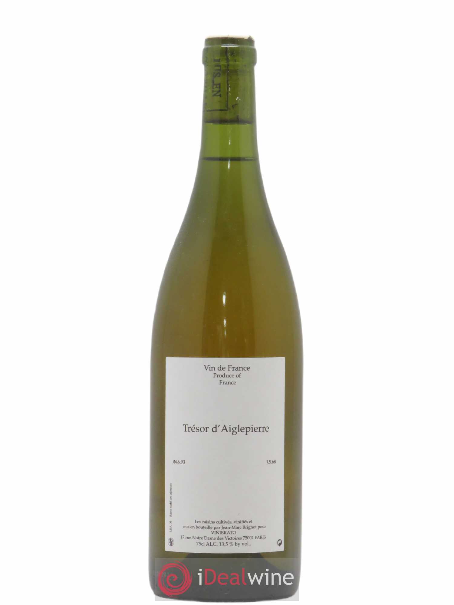 Vin de France Trésor d'Aiglepierre Jean-Marc Brignot Savagnin sous voile (sans prix de réserve) 2005 - Posten von 1 Flasche - 0