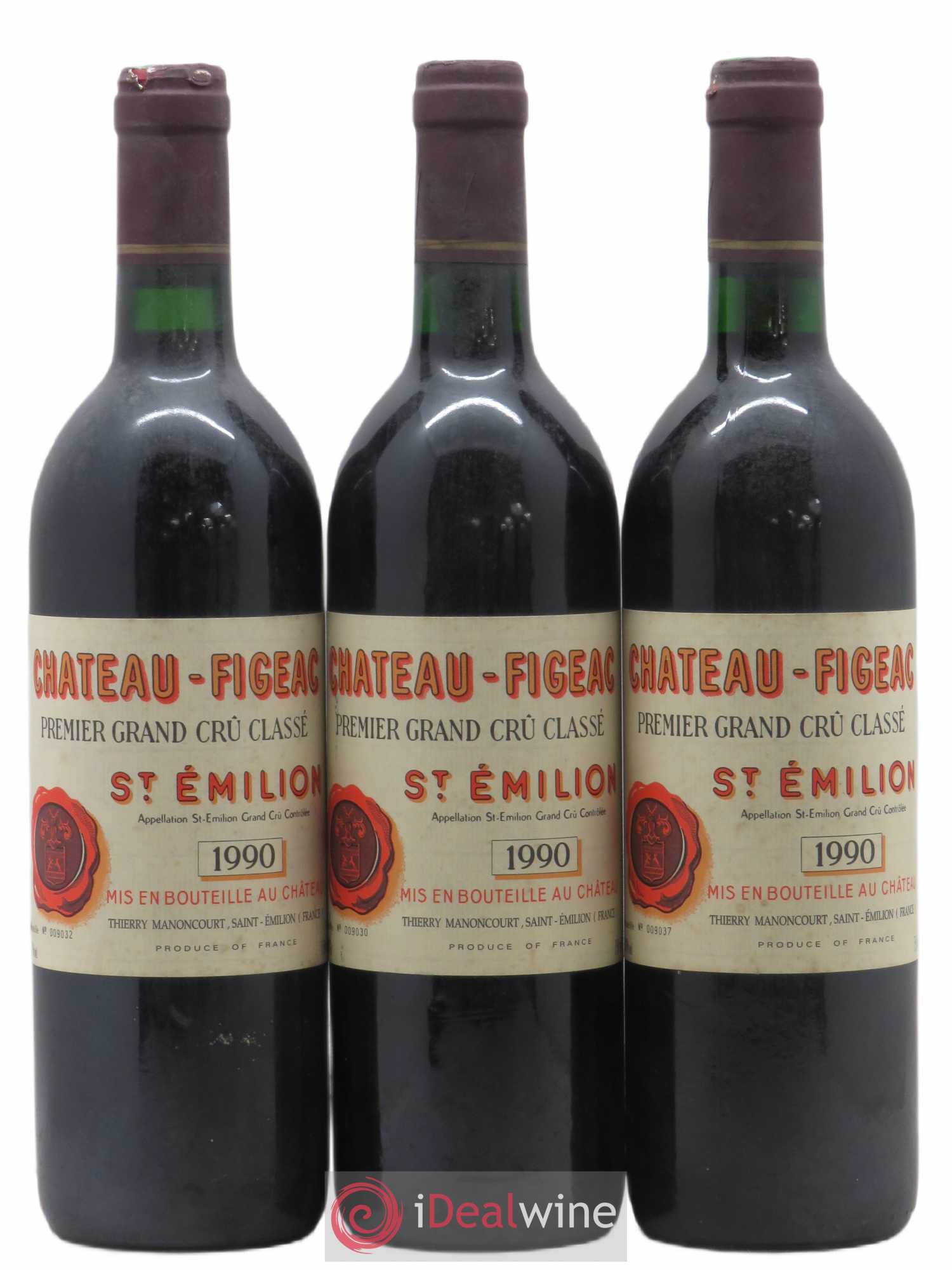 Château Figeac 1er Grand Cru Classé A 1990 - Lot de 3 bouteilles - 0