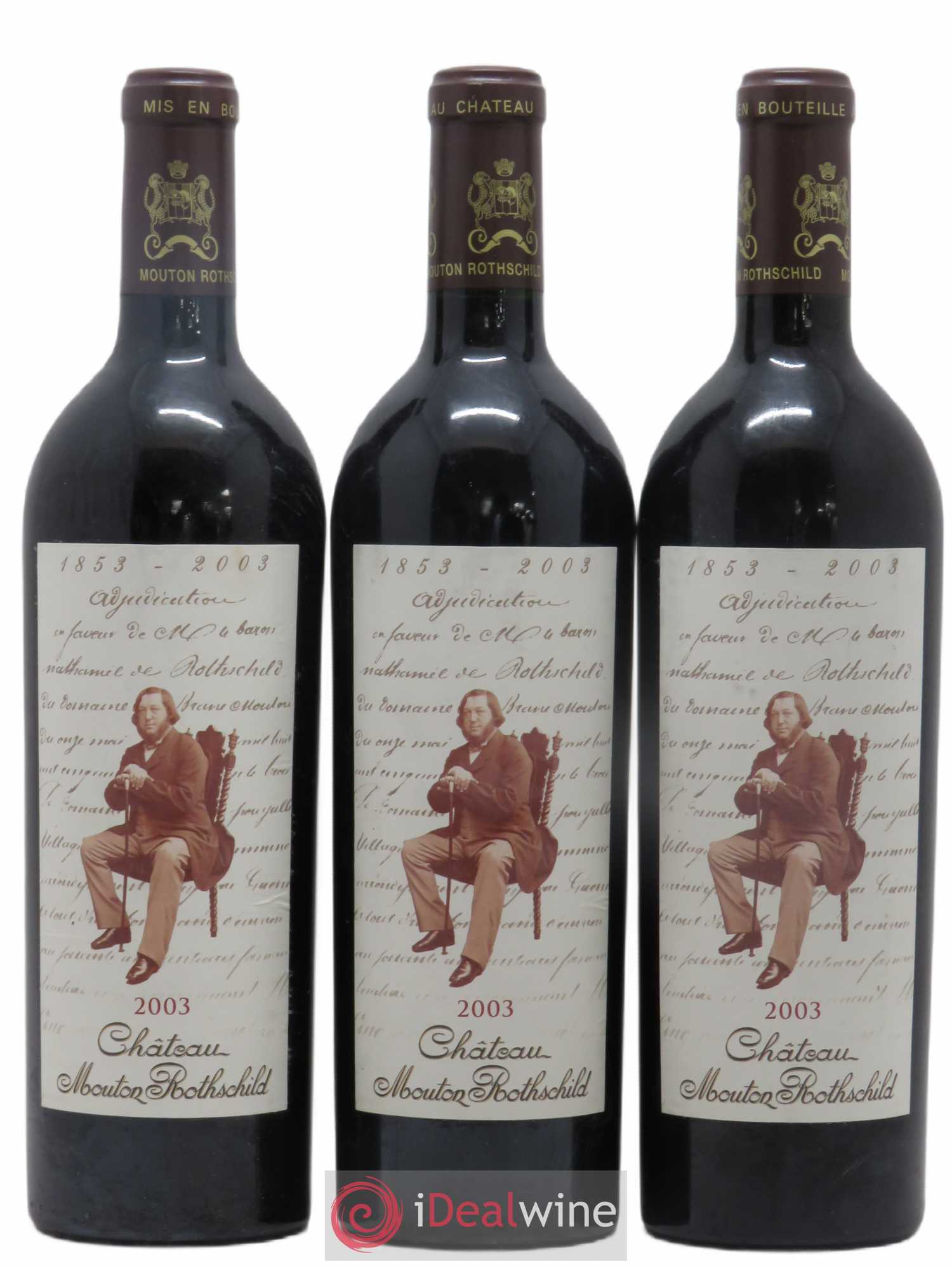 Château Mouton Rothschild 1er Grand Cru Classé 2003 - Lot de 3 bouteilles - 0
