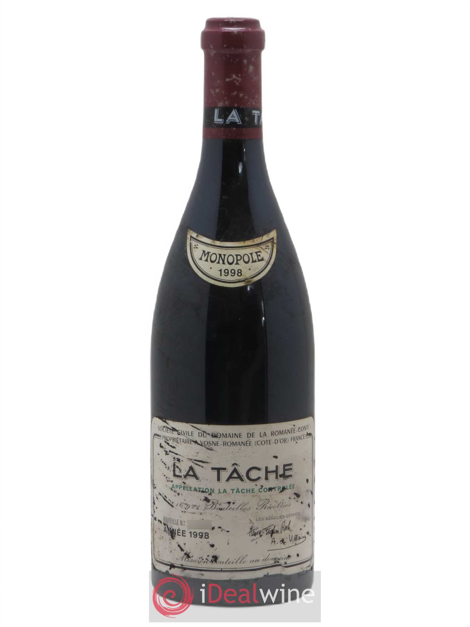 La Tâche Grand Cru Domaine de la Romanée-Conti 1998 - Lot de 1 bouteille - 0