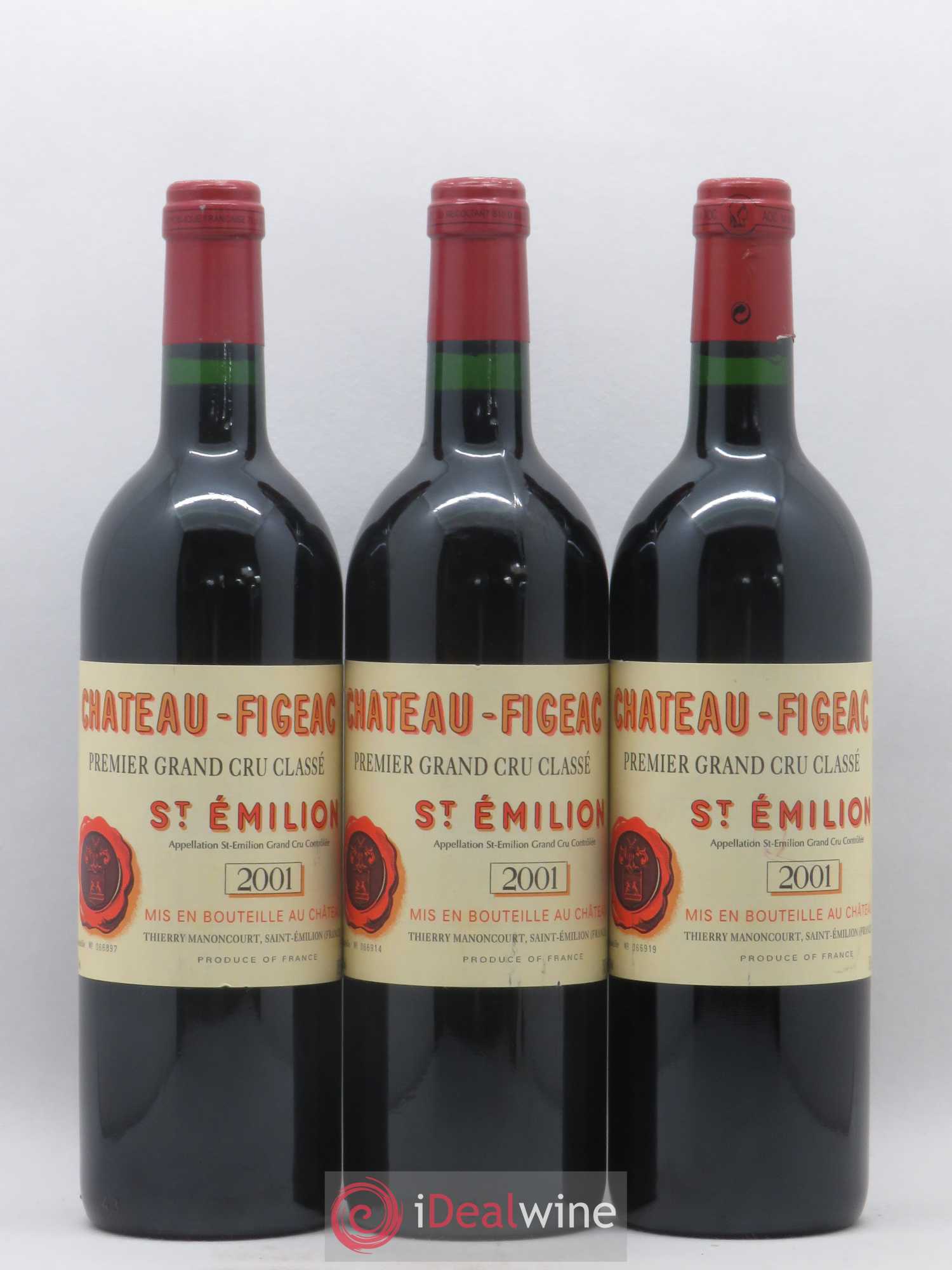 Château Figeac 1er Grand Cru Classé A 2001 - Lot de 3 bouteilles - 0