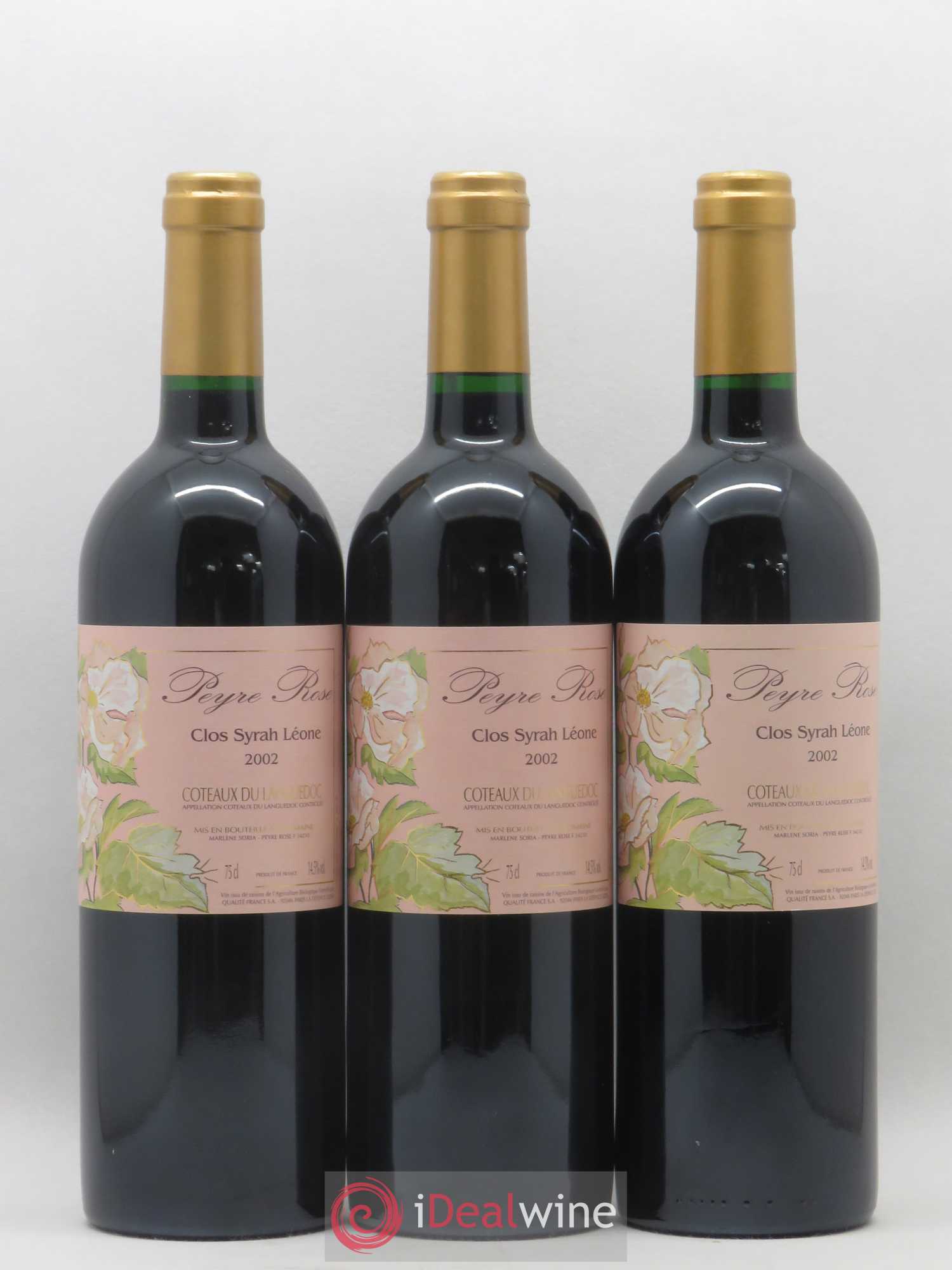 Coteaux du Languedoc Domaine Peyre Rose Belle Léone (anciennement Syrah Léone) Marlène Soria 2002 - Lot de 3 bouteilles - 0